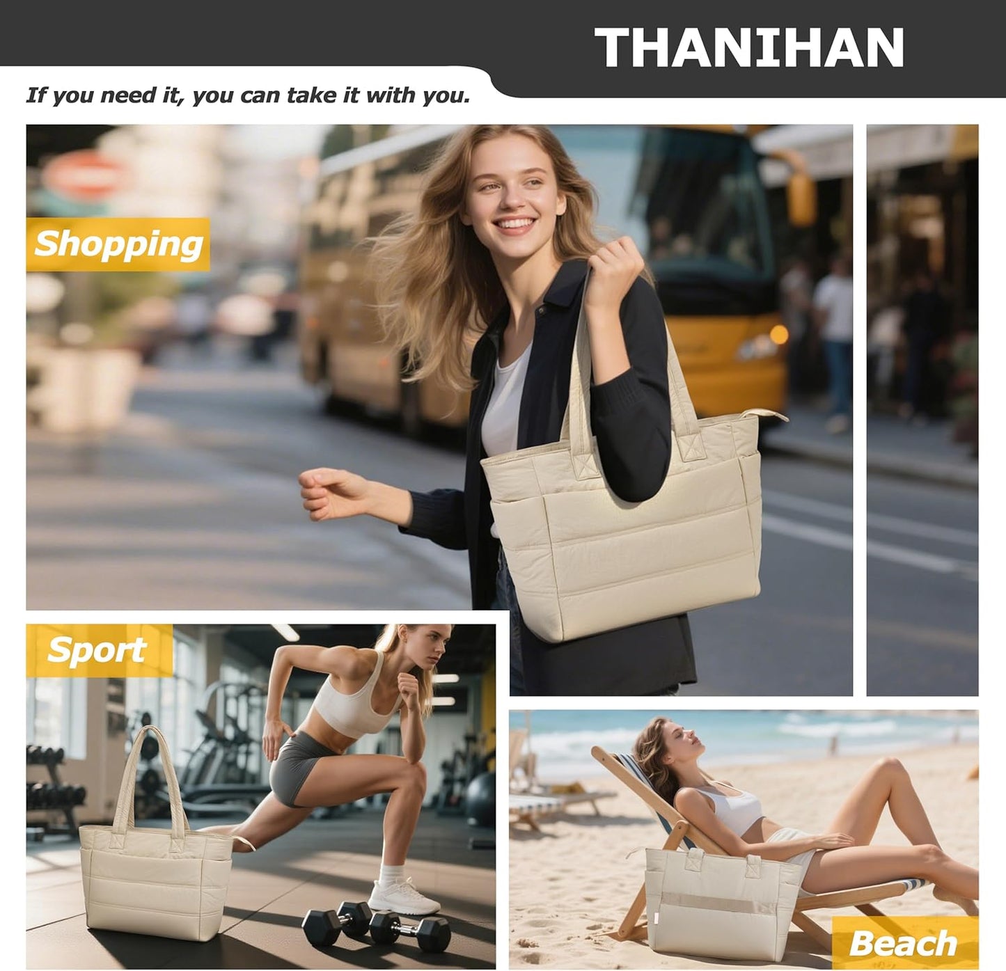 Tote Bag for Women ,Travel Puffy Tote Bag For Women,Puffer Work Tote Handbag、Shoulder Bag Handbag for Travel, Work, Gym