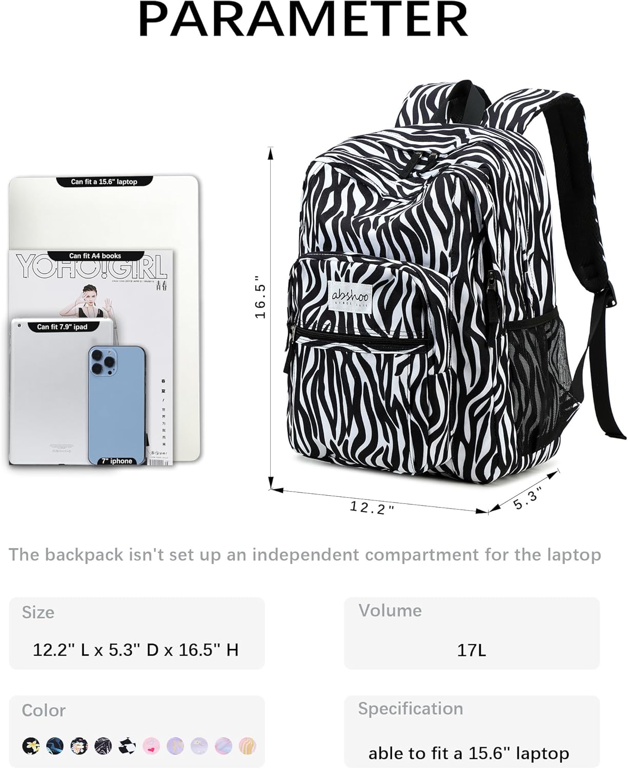 abshoo Classical Basic Travel Backpack For School Water Resistant Bookbag