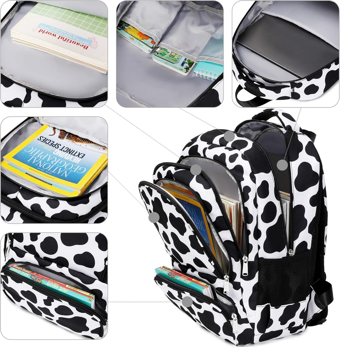 abshoo Lightweight Kids Backpack For Girls Kindergarten Elementary School Bookbag (Cow Print)