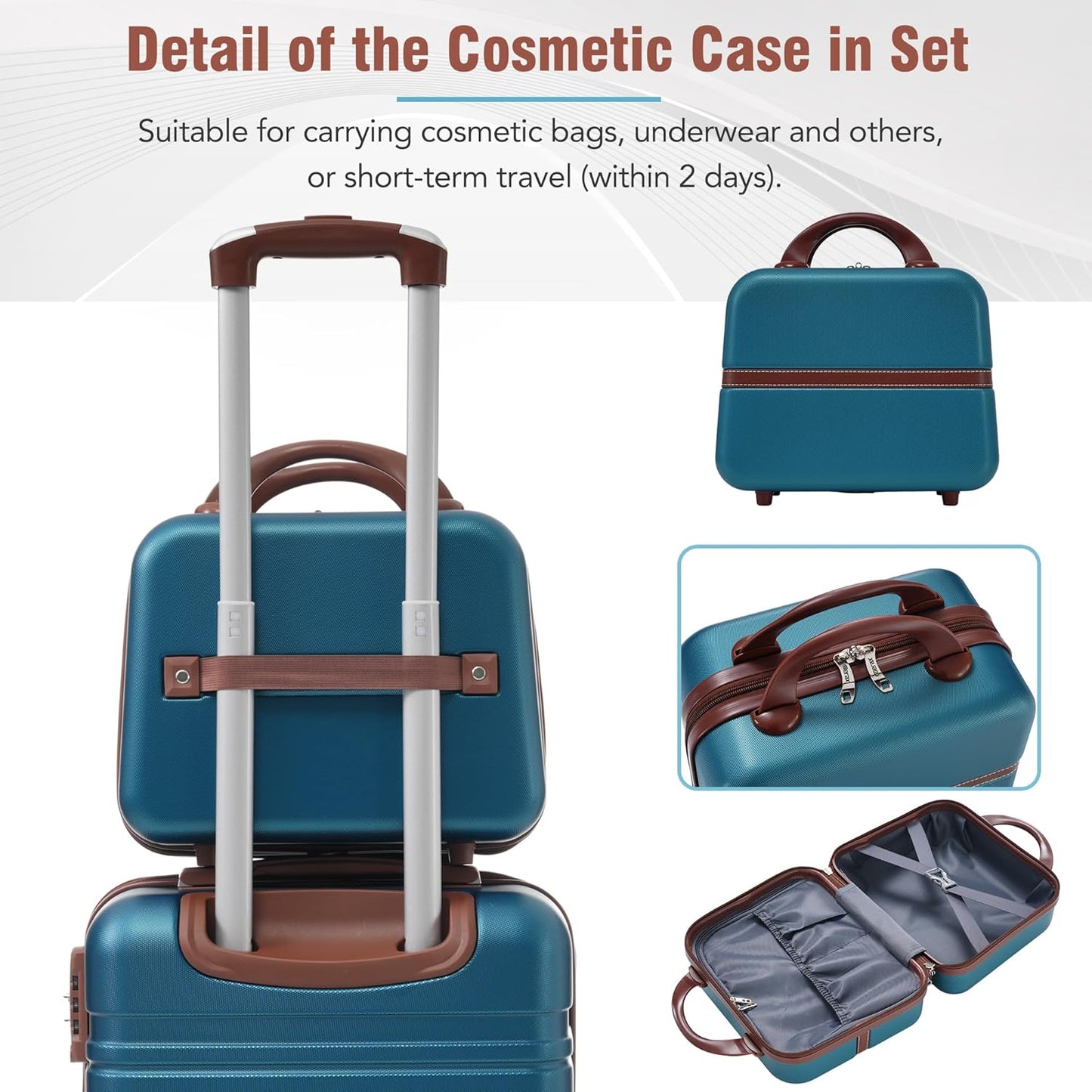 Merax Luggage Set 3 Piece Suitcase Set with Cosmetic Case Expandable Spinner Wheels Vintage Luggage Sets(Blue,20"+24"+28")