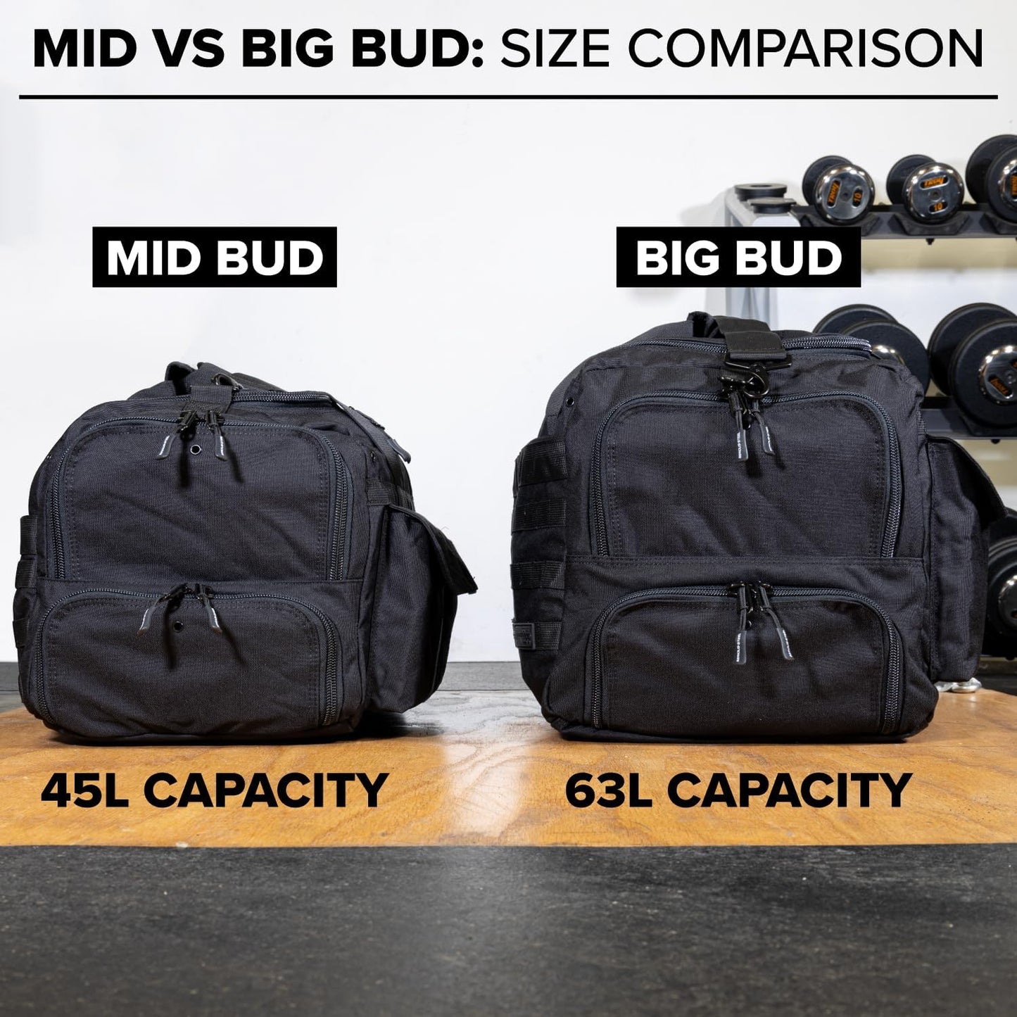Serious Steel Fitness Heavy Duty 1000D Nylon Duffel Gym Bag (Mid BUD - Black)