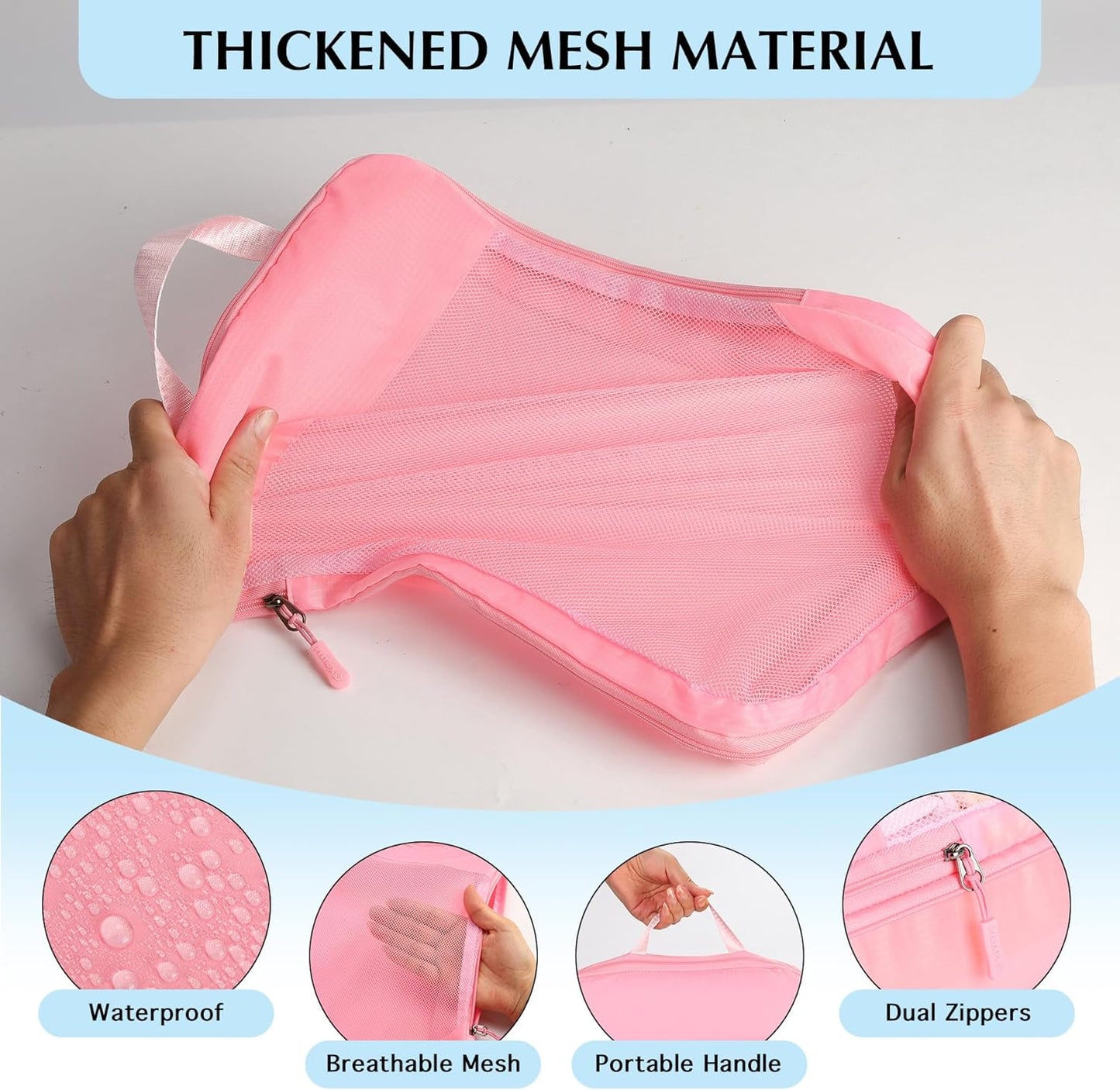 Lightweight Compression Packing Cubes for Suitcases, Compressible Expandable Travel Packing Organizer with Clear Toiletries and Backpack Bag, Travel Essentials for Carry on Luggage 7 Set