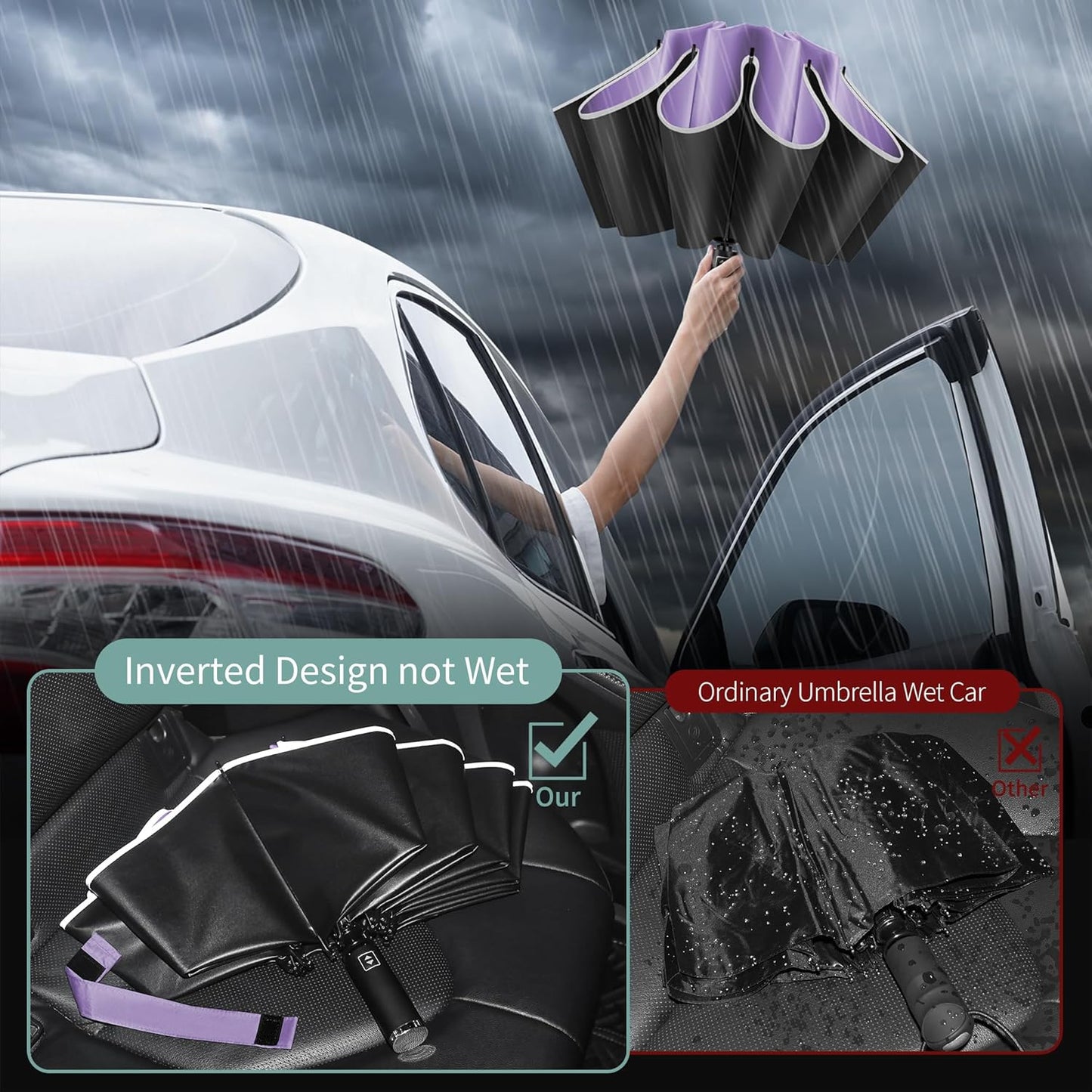 Seniny Windproof Travel Umbrella, Automatic Umbrellas for Rain, Portable & Compact Umbrellas for Backpack, Strong UV for Protection, Folding Small Sun Umbrella for Car, Walking