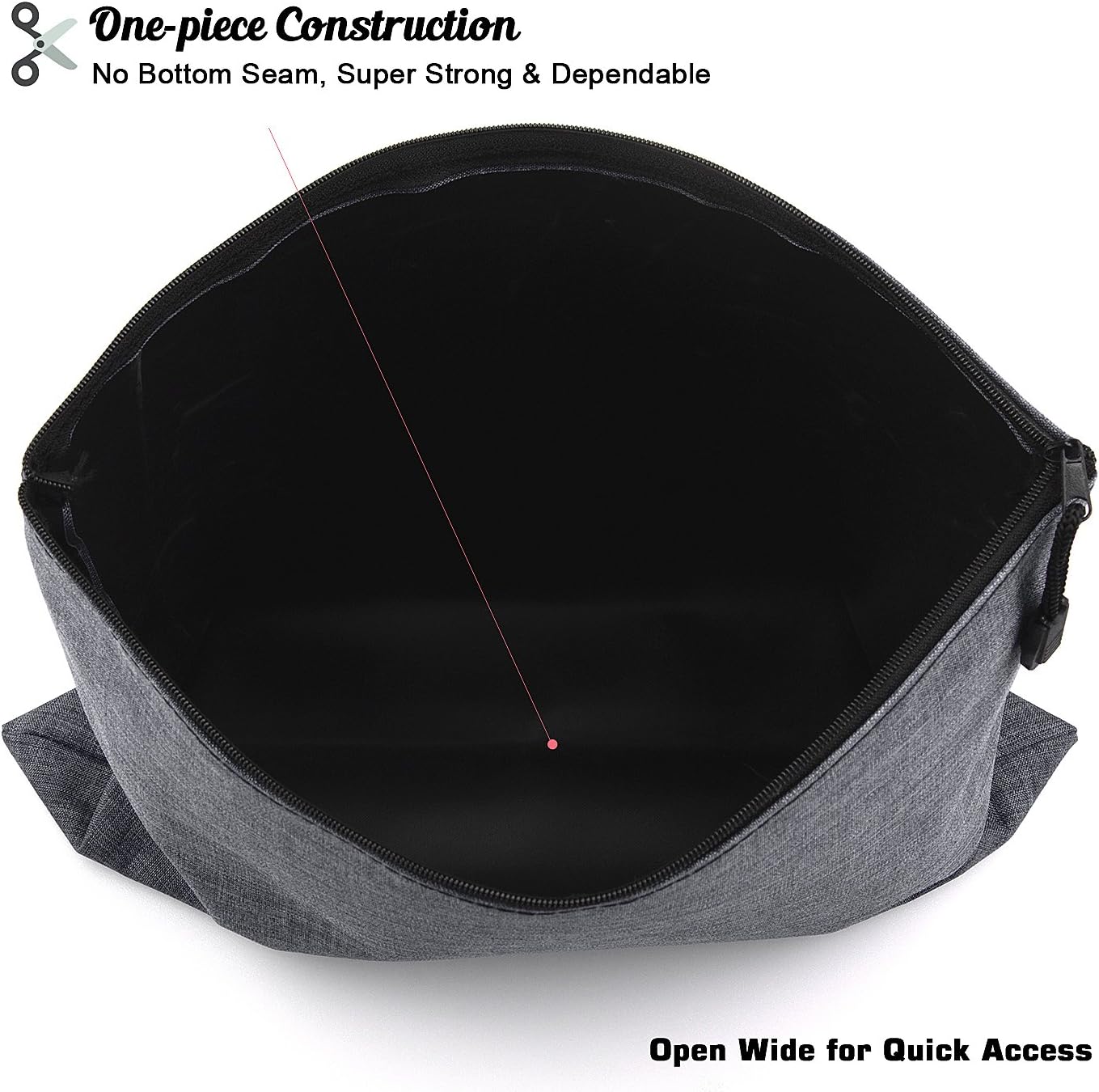 5 Pack Canvas Zipper Tool Bag Set - 5 Sizes B4 A4 B5 A5 B6, Heavy Duty Waterproof Multipurpose Utility Multi Tool Storage Pouch Case for Organizing & Sorting Household Tools, Spare Parts (Gray)