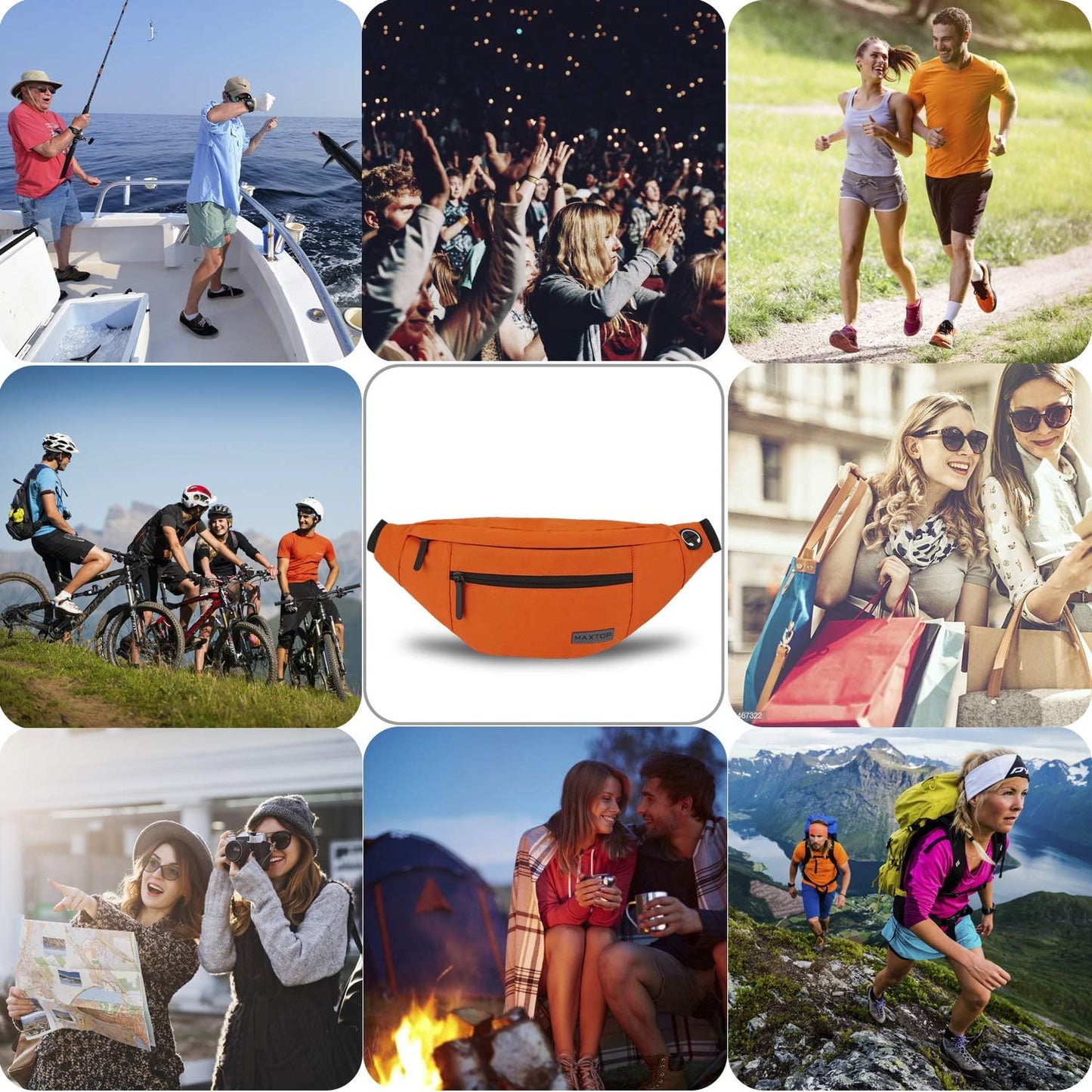 MAXTOP Large Crossbody Fanny Pack with 4-Zipper Pockets,Gifts for Enjoy Sports Festival Workout