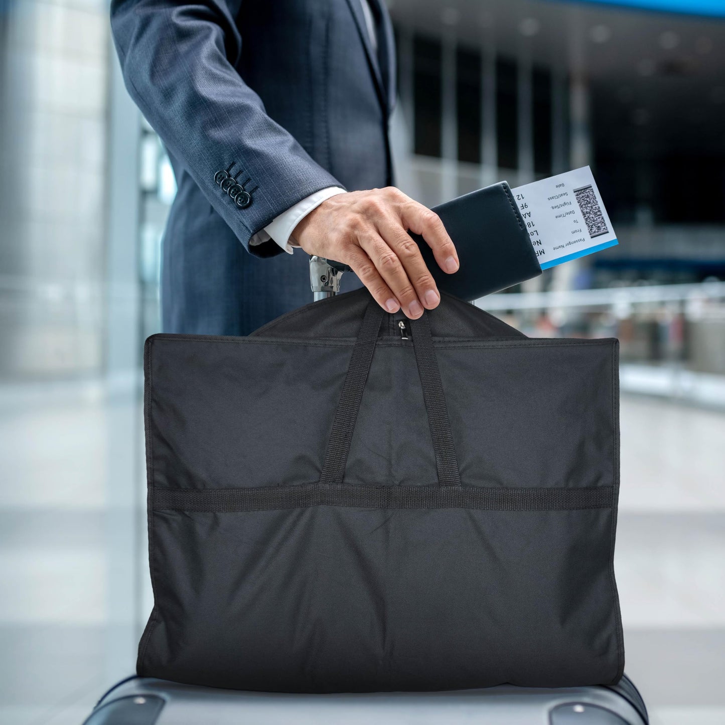 Lazebox 43" Travel Garment Bag with Accessories Zipper Pocket, Heavy Duty Suit Bag for Suits
