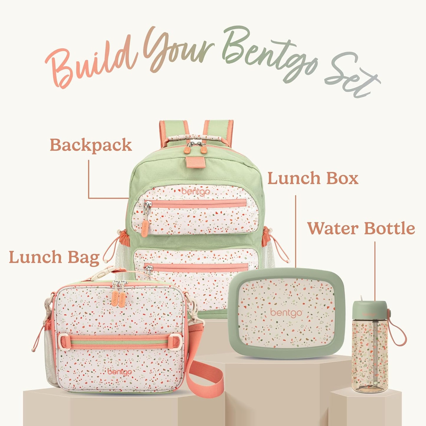 Bentgo Kids Backpack (Whimsy & Wonder Collection) - Lightweight 14’’ for School, Travel & Daycare - Ideal for Kids 4+, Durable & Water-Resistant, Roomy Interior, Loop for Lunch Bag (Geo Speckle)
