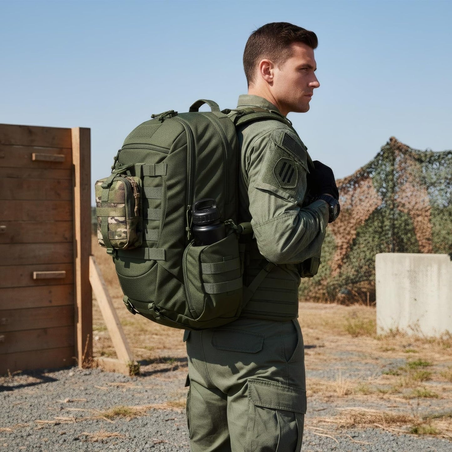 35L Tactical Backpack for Men, MOLLE Military Bug Out Bag, Waterproof Rucksack for Hiking with Hydration Port Army Green