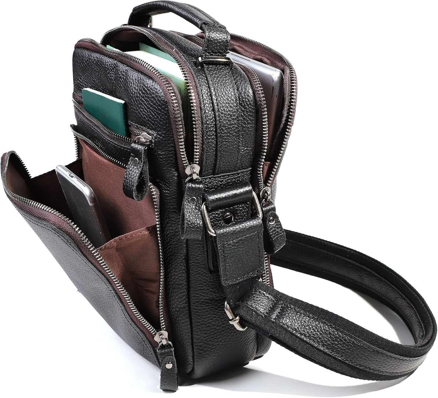 Genuine Leather Small Messenger Bag for Men Vintage Shoulder Crossbody Bags for Work Business Travel