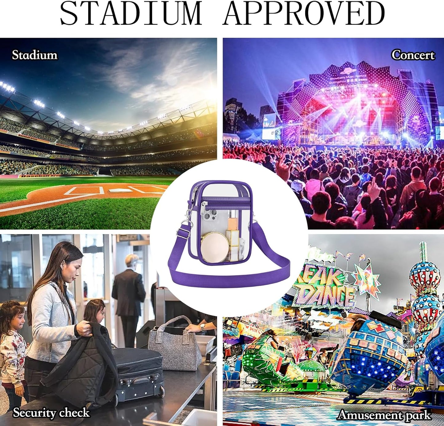 USPECLARE Clear Purse Stadium Transparent Messenger Bag Stadium Approved for Men and Women Clear CrossBody Bag