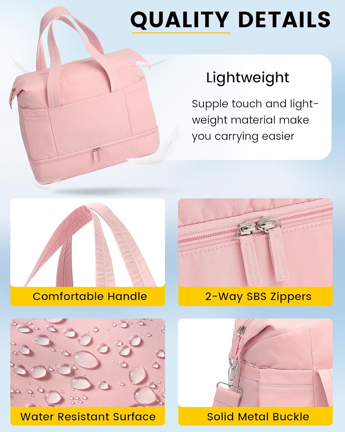 Vorspack Duffle Bag for Travel - 30L Gym Bag for Women Men Personal Item Travel Bag with Shoe Pocket Toiletry Bag Lightweight Carry On Bag for Weekender Overnight Sports - Pink
