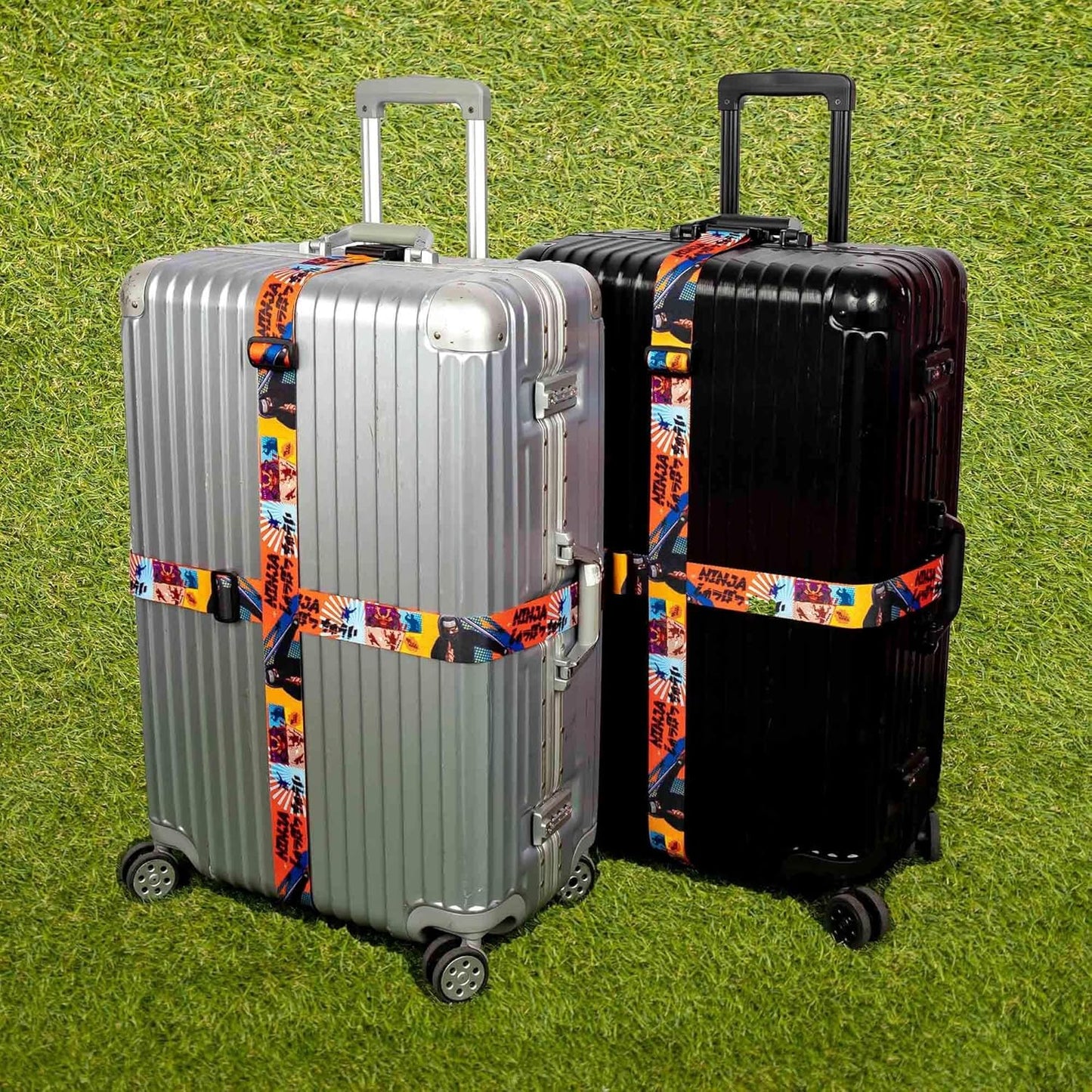 Teeoff Luggage Straps Suitcase Belts Travel Bag Accessories Adjustable 220CM (Japanese Anime - 2 Pack)