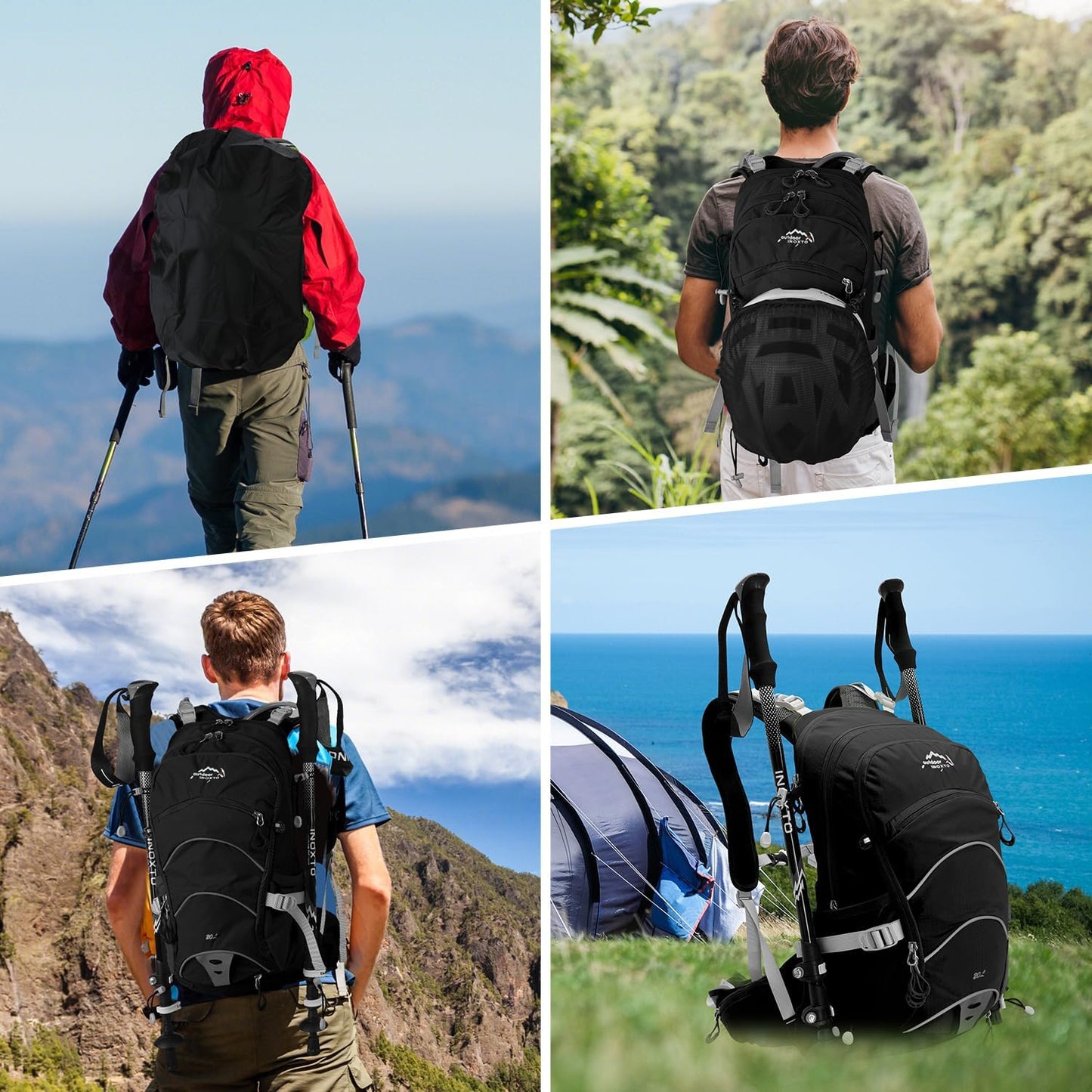Hydration Pack,20L Hydration Backpack, Hiking Internal Frame Backpacks with 2L Hydration Water Bladder and Rain Cover, for Cycling,camping, hunting,Ski, Snow for Men, Women (black)