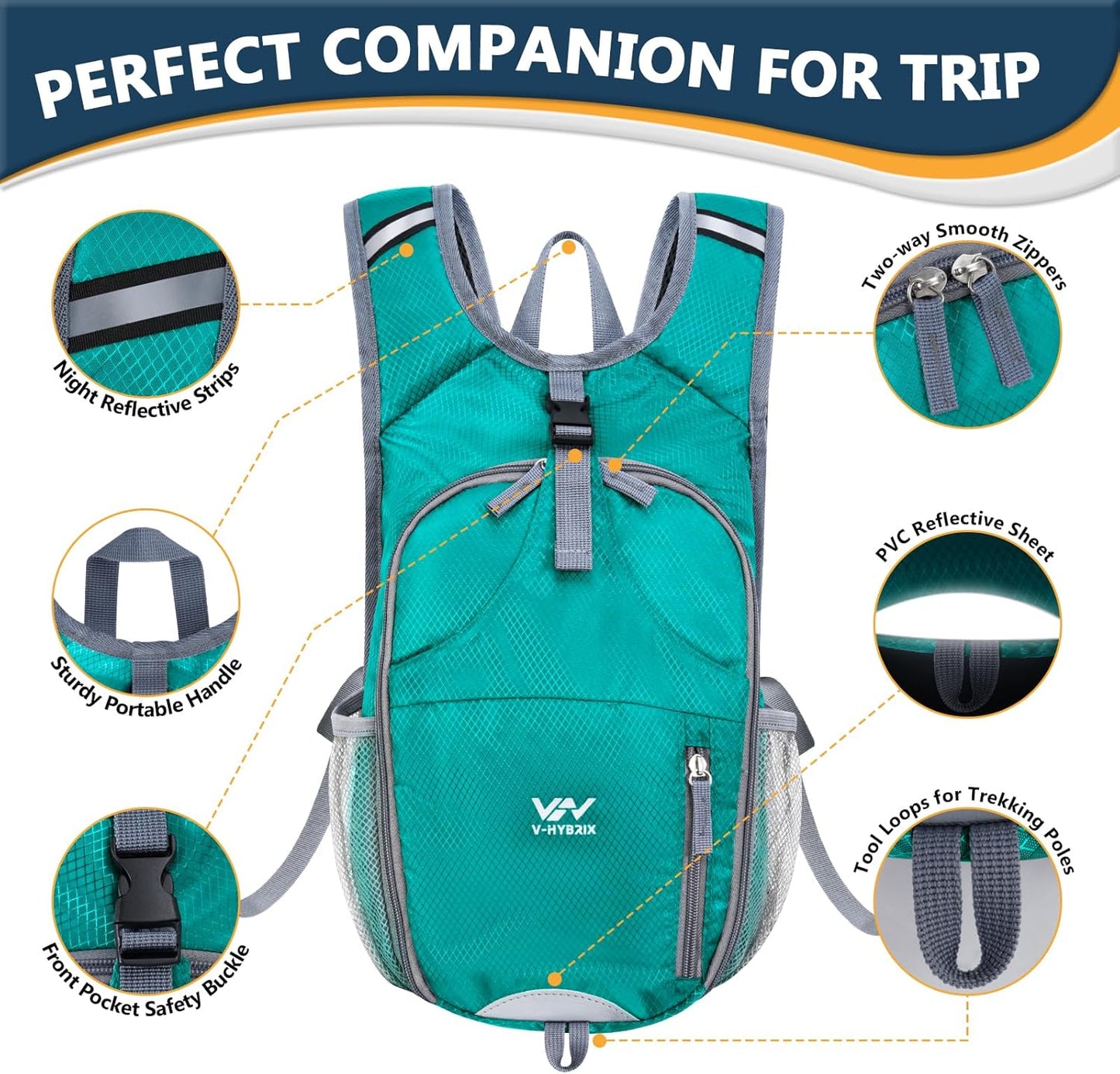 15L Foldable Hiking Backpack,Lightweight Packable Waterproof Machine Washable Daypack with Chest