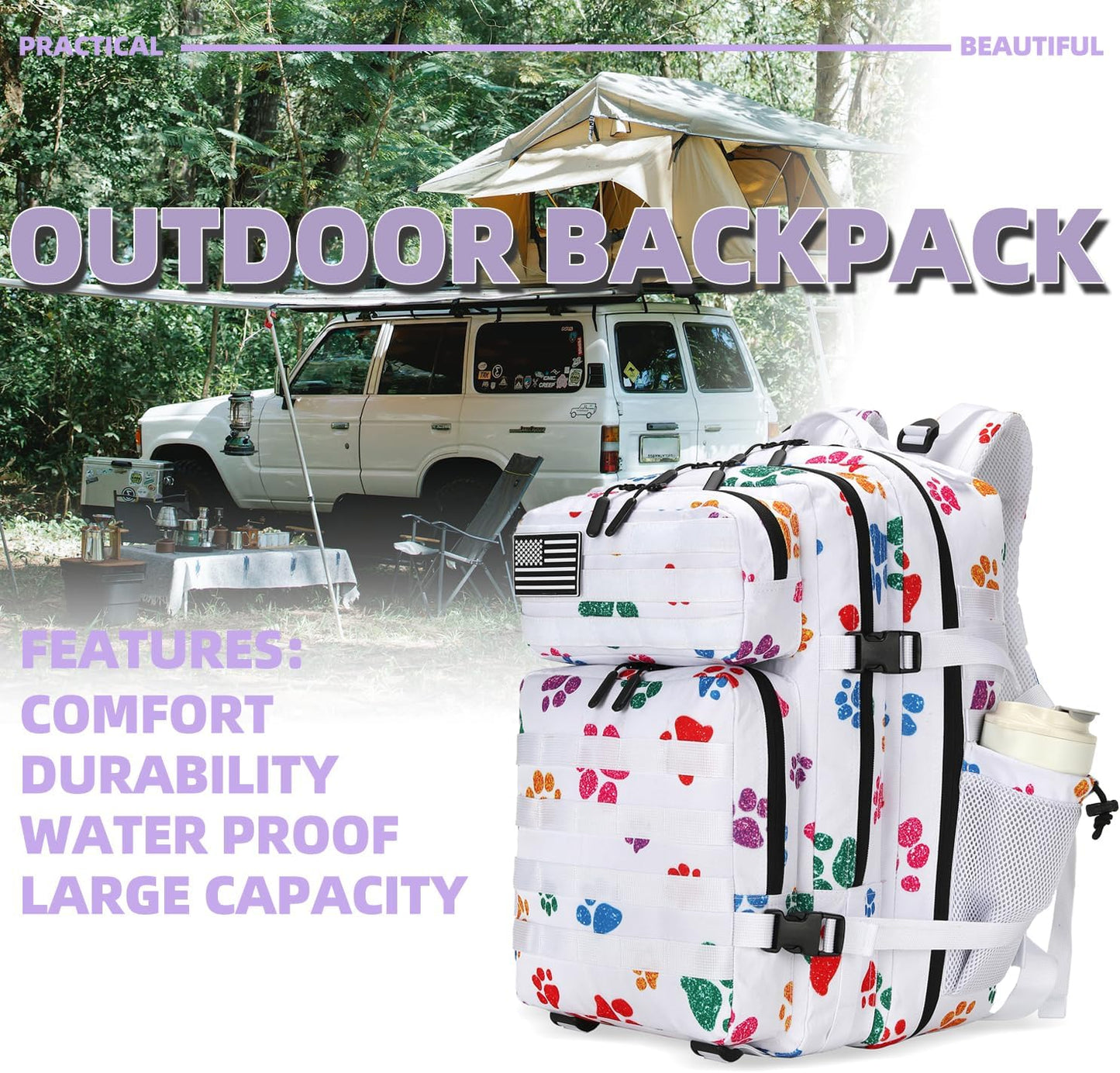 25L Tactical Military Backpack Small Travel Rucksack for Men and Women Assault Pack Bug Out Bag