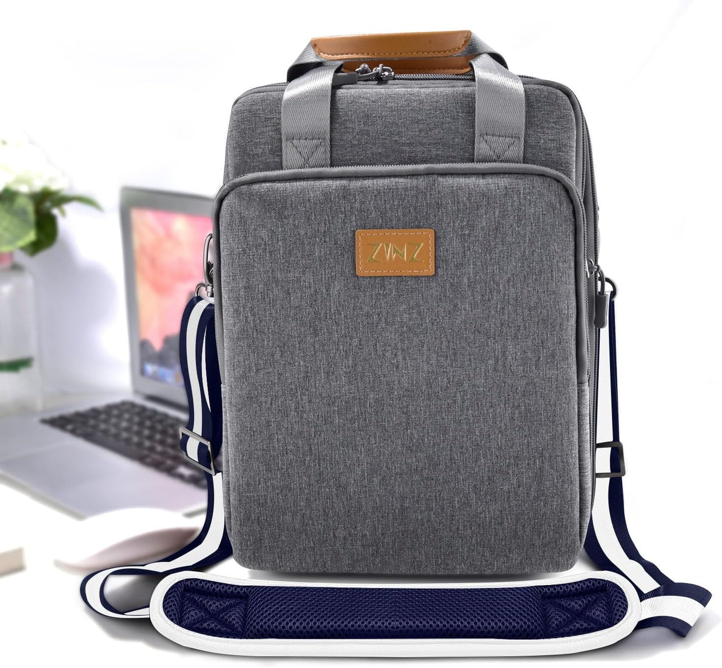 ZINZ 79 inch Shoulder Strap, Extra-thick Fixed Cushion Pad and Dual Clasps Universal Replacement Strap with Metal Swivel Hooks for Laptop Bags, Luggage Bags, Camera, Crossbody(Stripes-BuWBu)