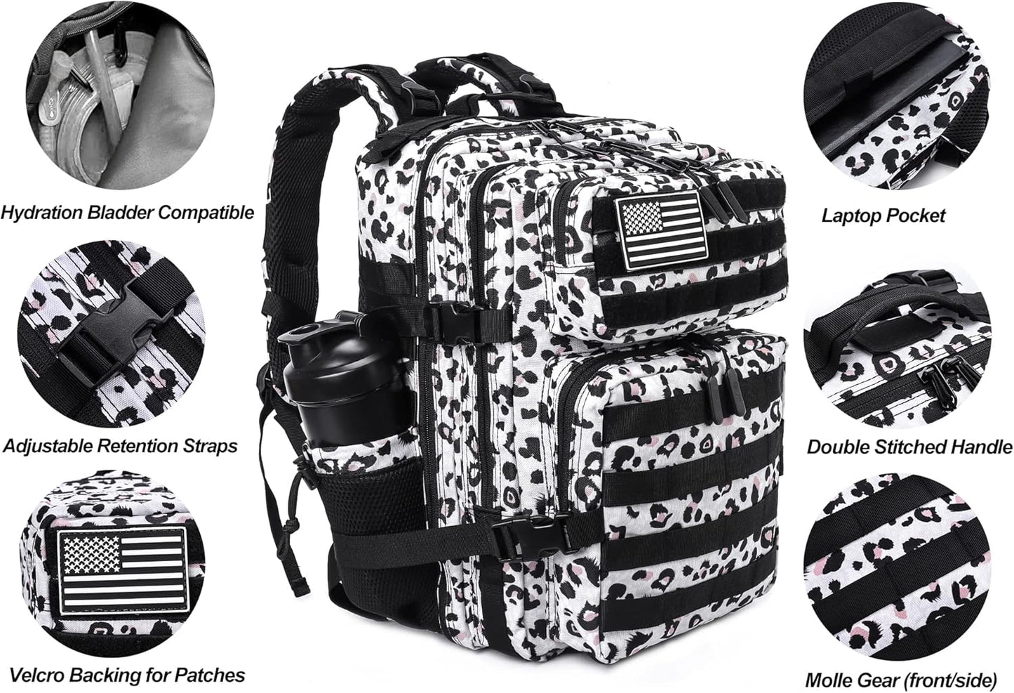 LHI Tactical Military Backpack for Men and Women 25L/35L Army Assault Pack Bag Small Rucksack with Bottle Holder