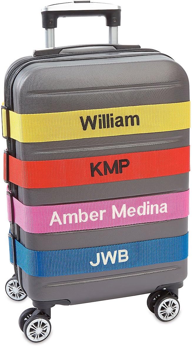 Lillian Vernon Personalized Blue Luggage Handle Strap, Heavy Duty Travel ID, Suitcase Identifier, Customize Attachment with Name or Monogram, Adjusts from 35"-64" L