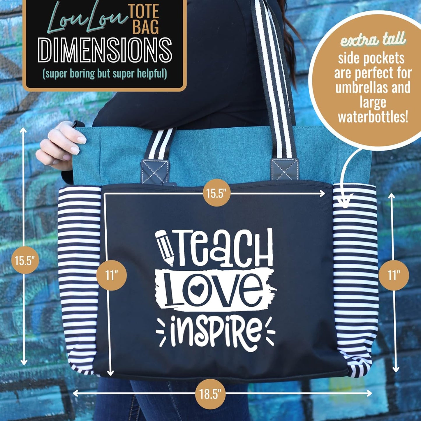 Brooke & Jess Designs Teacher Tote Bag for Work - Teacher Handbag Gifts for Women, Teacher Bag Best Teacher Appreciation Gift