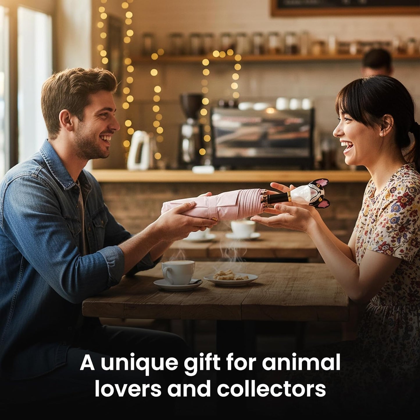 Handpainted Artisan Foldable Umbrella – Animal Lovers – Traditional Enamel Figurine – Fashion