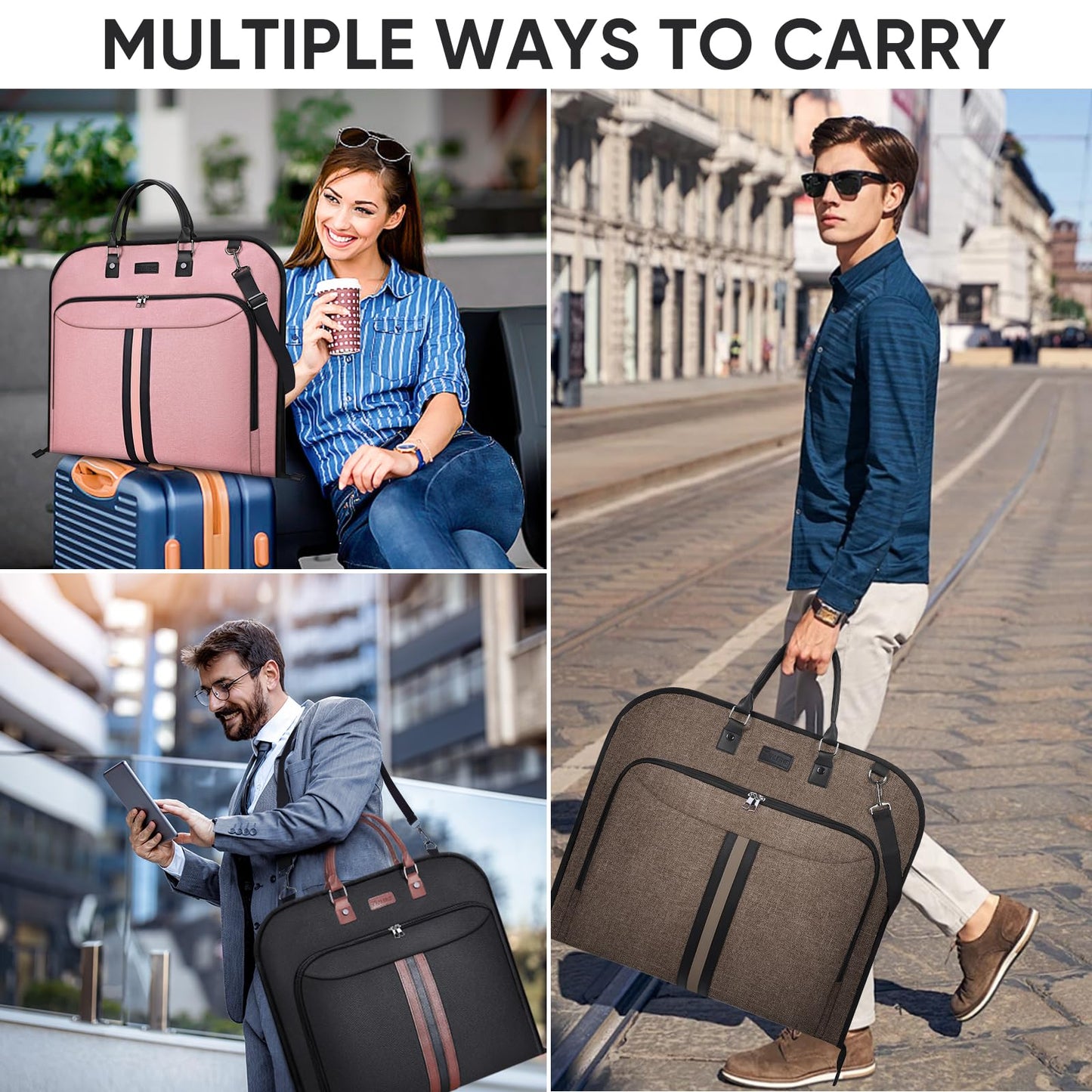 BALEINE Travel Garment Bag, Travel Suit Bag for Men, Water Resistant Carry on Garment Bag for