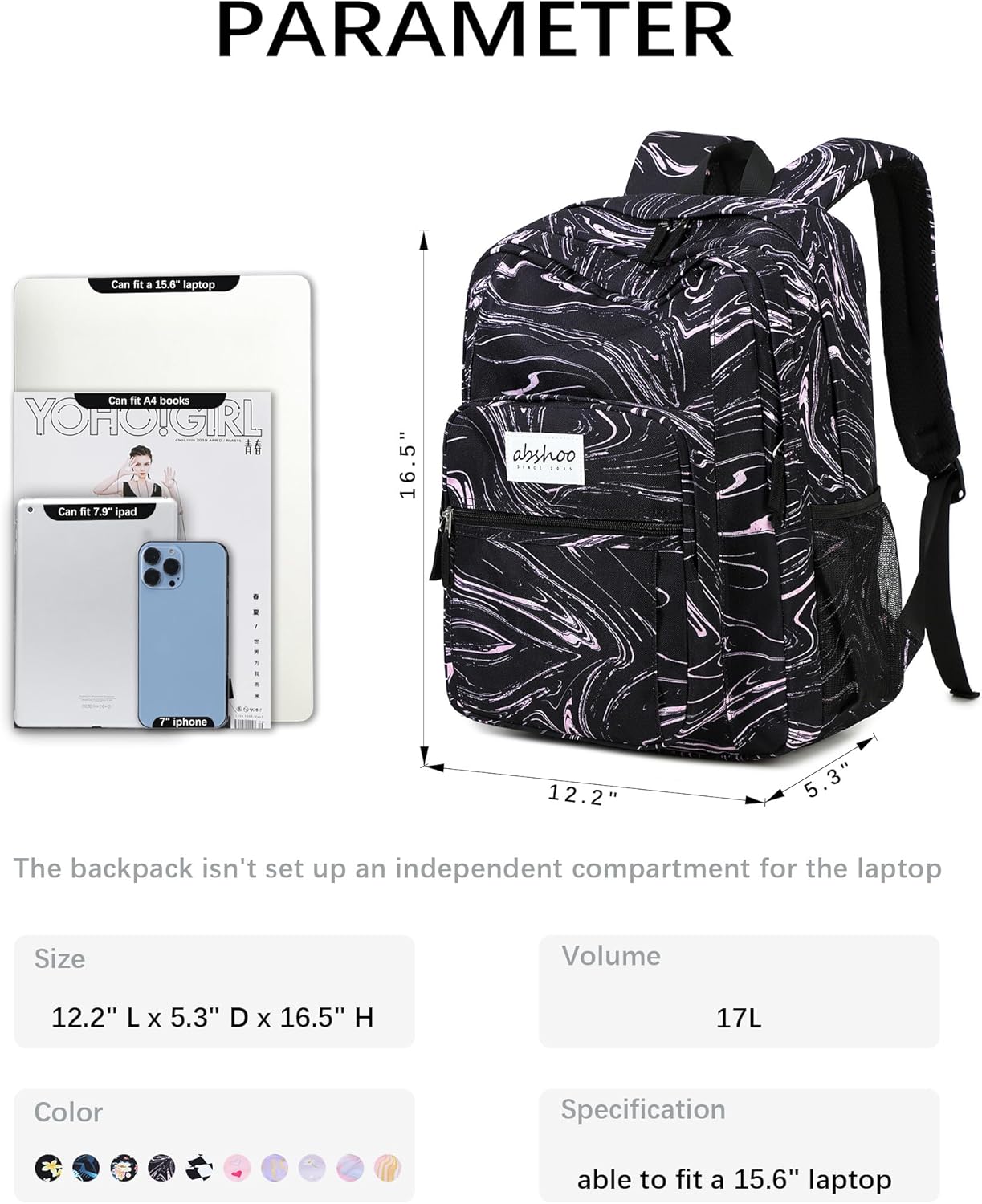 abshoo Classical Basic Travel Backpack For School Water Resistant Bookbag