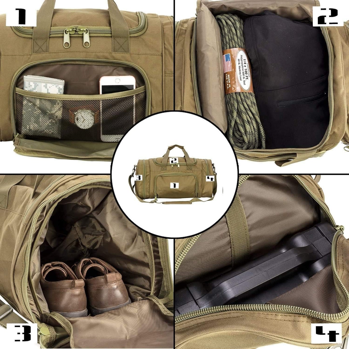 Gym Bag Duffle Bags for Men Women with Shoes Compartment Sport Weekend Travel Overnight Carry On Bag for Tactical Military Travel Work Out Bags (Green)