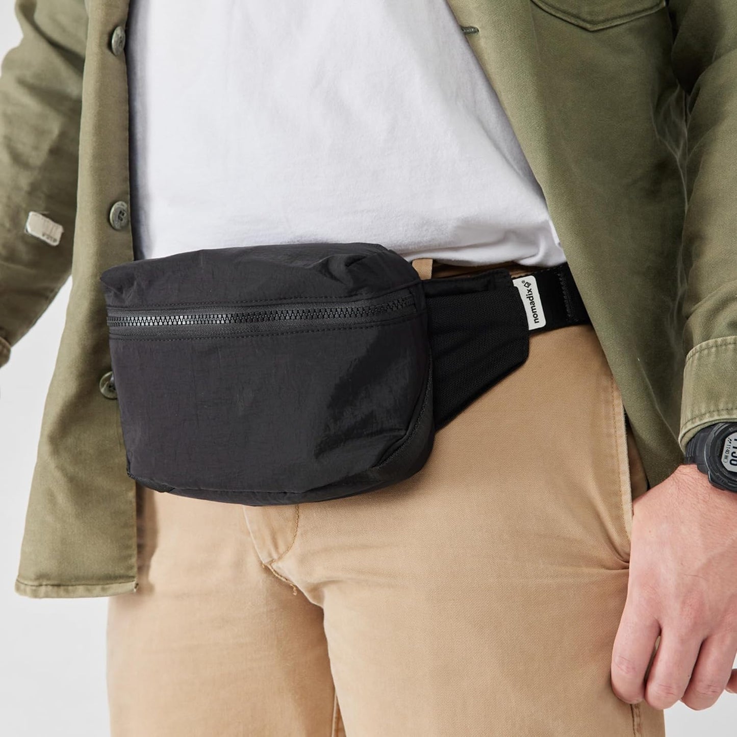 Nomadix Fanny Pack Raven Black – Lightweight, Water-Resistant Crossbody Bag for Hiking, Festivals, and Travel – Eco-Friendly Recycled Nylon with Key Clip, Dual Pockets, and Secure Storage