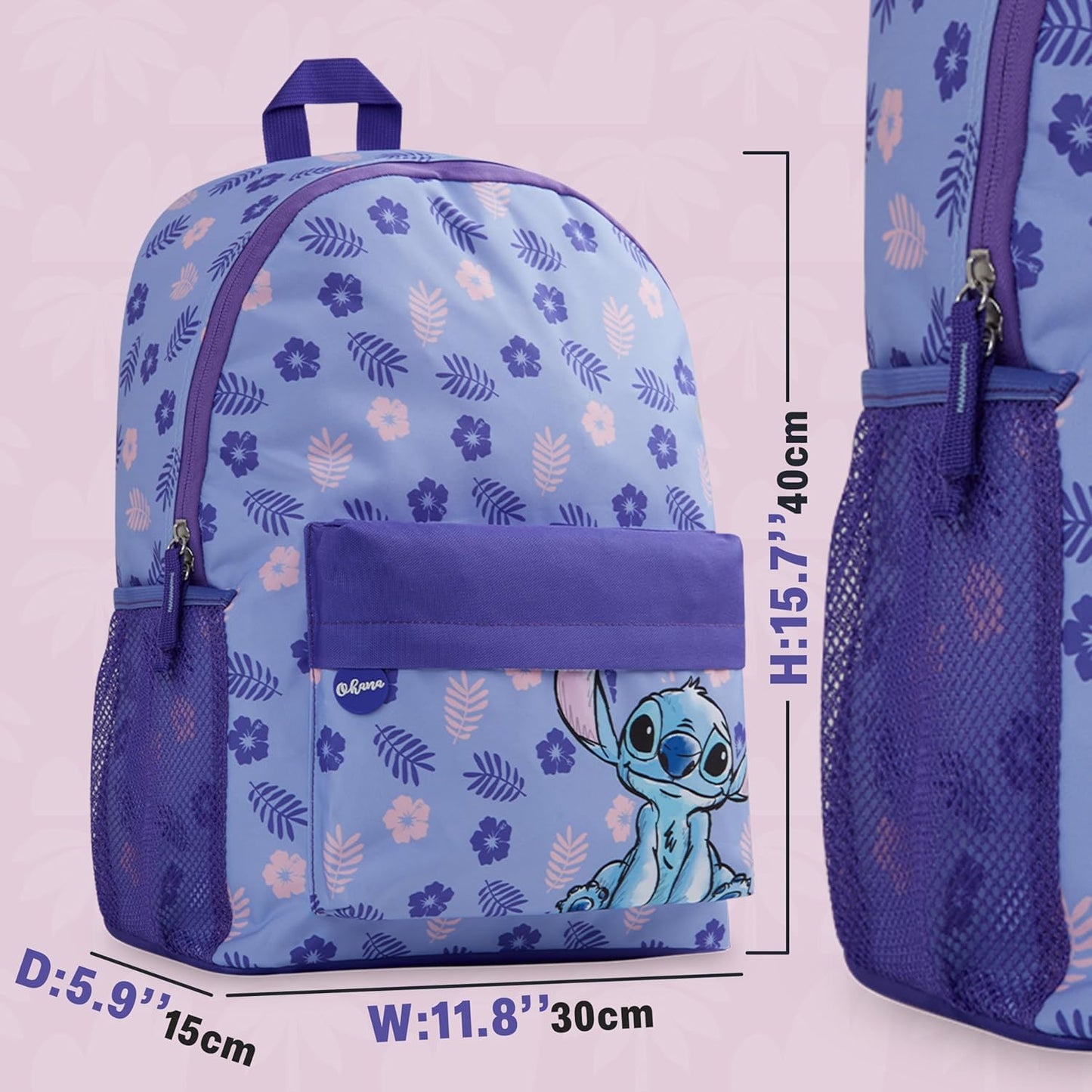 Disney Stitch Backpack for Girls Teens School Bag Kids Book Bag School Supplies Gifts (Purple)