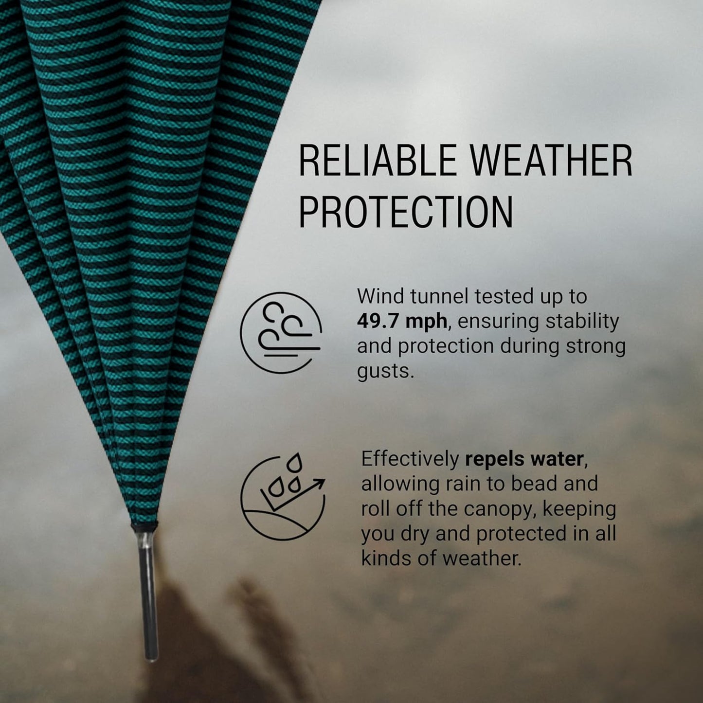 Knirps T.760 Stick Automatic Auto Open Rain Umbrella With Curved Handle - Windproof Travel Cane With Automatic Open Button - For Adults - 107cm Diameter