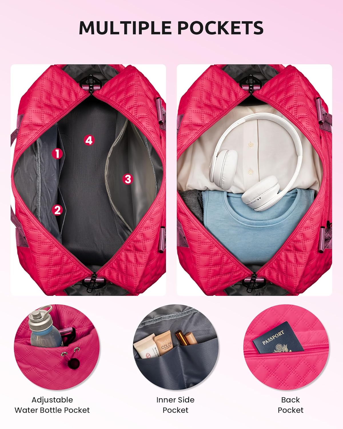 Womens Gifts for Birthday-Initial Travel Bag with Shoe Compartment, Personalized Weekender Bag
