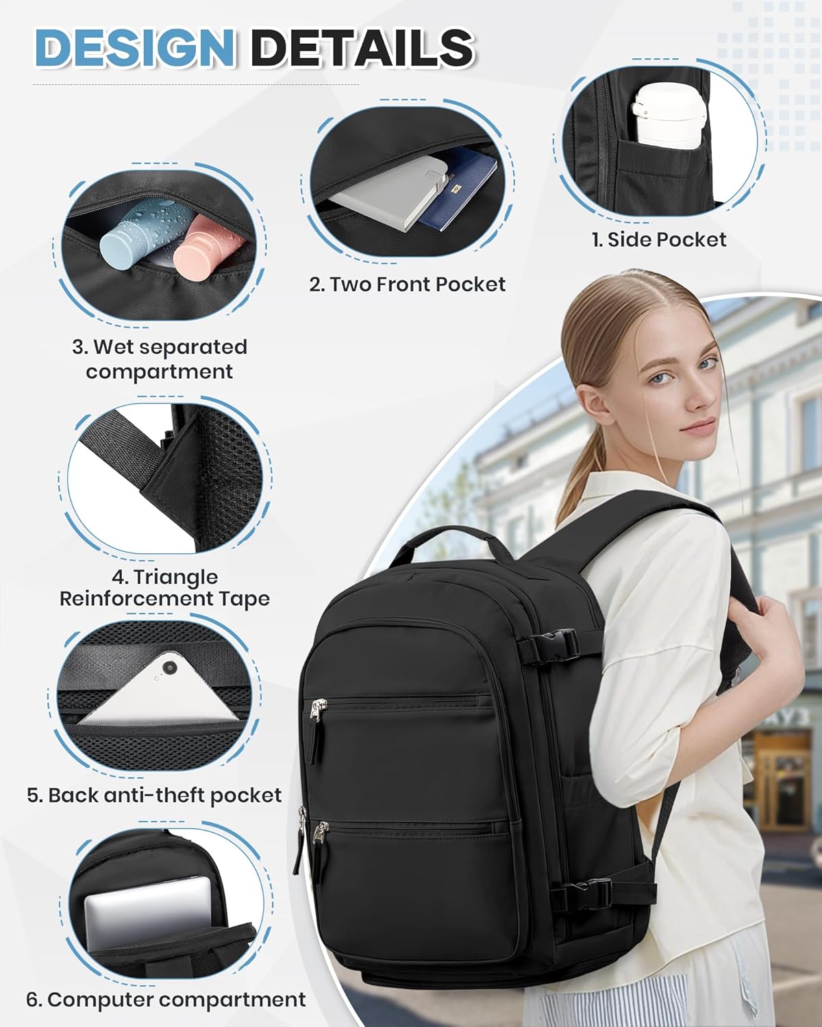 Vacuum Backpack Travel with Pump, Vacuum Seal Compression Space Saver Bags Clothing Vacpack, 18x14x8 inches travel bag Spirit Approved, Carry On Suitcase Luggage, Laptop Backpack,Black