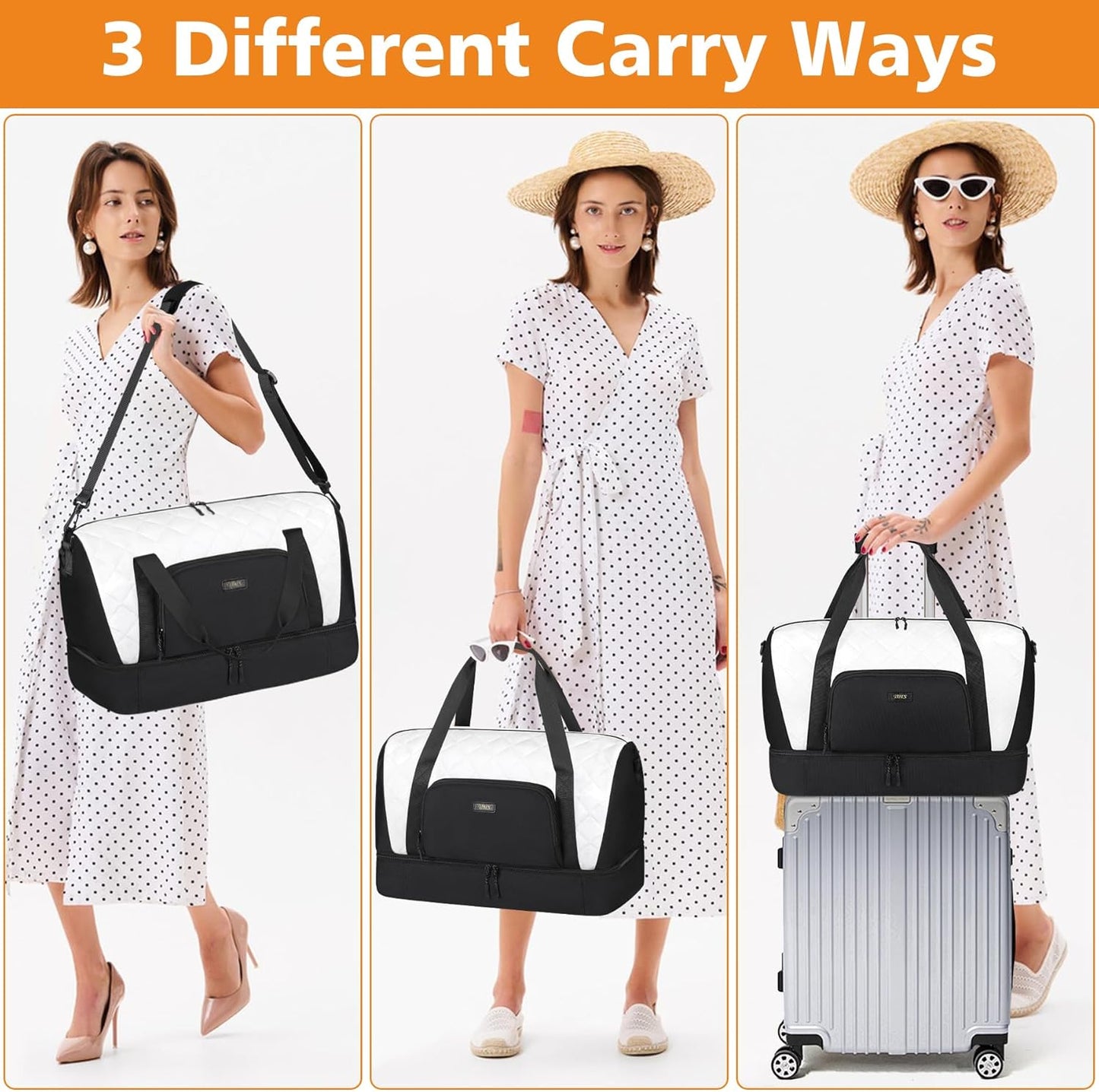 Travel Weekender Bag for Women, Overnight Bag with Shoe Compartment Oversized Travel Duffel Bag Carry On Tote 21"