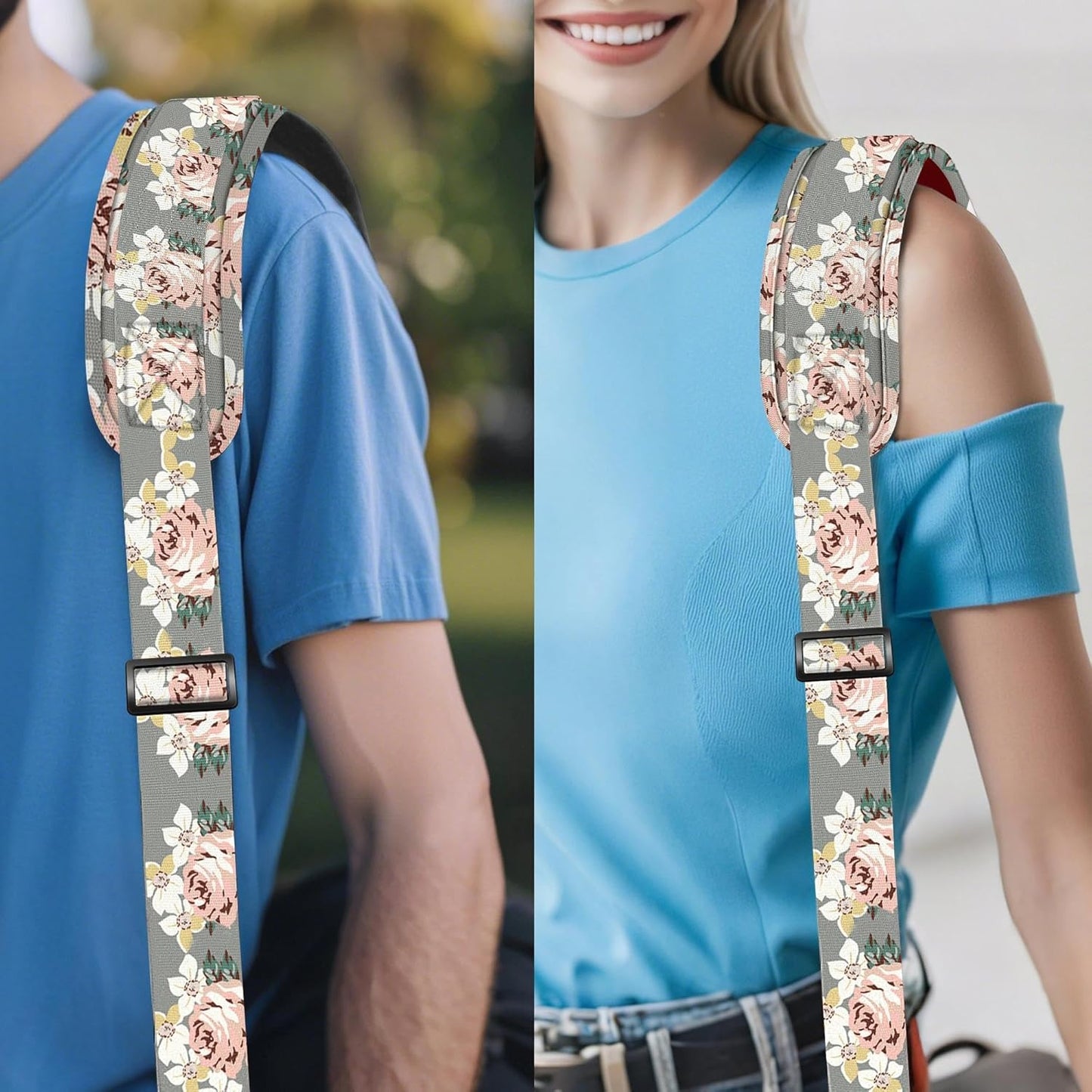 ZINZ Shoulder Strap - 59 Inch Universal Heavy-duty Adjustable Strap with Ultra-thick Fixed Breathable Pad for Laptop, Gym, Camera Bag and More -Gray Rose