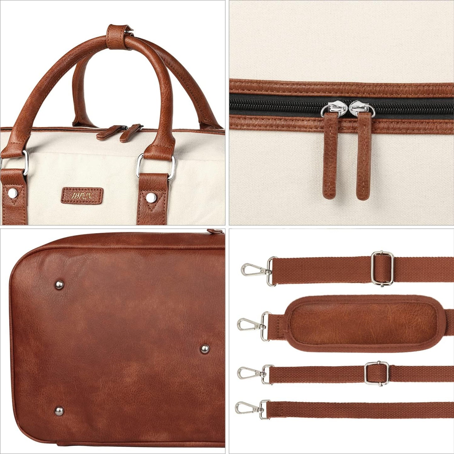 Weekender Bag for Women, Large Overnight Bag Canvas Travel Duffel Bag Carry On Tote with Shoe Compartment 21" 3Pcs Set