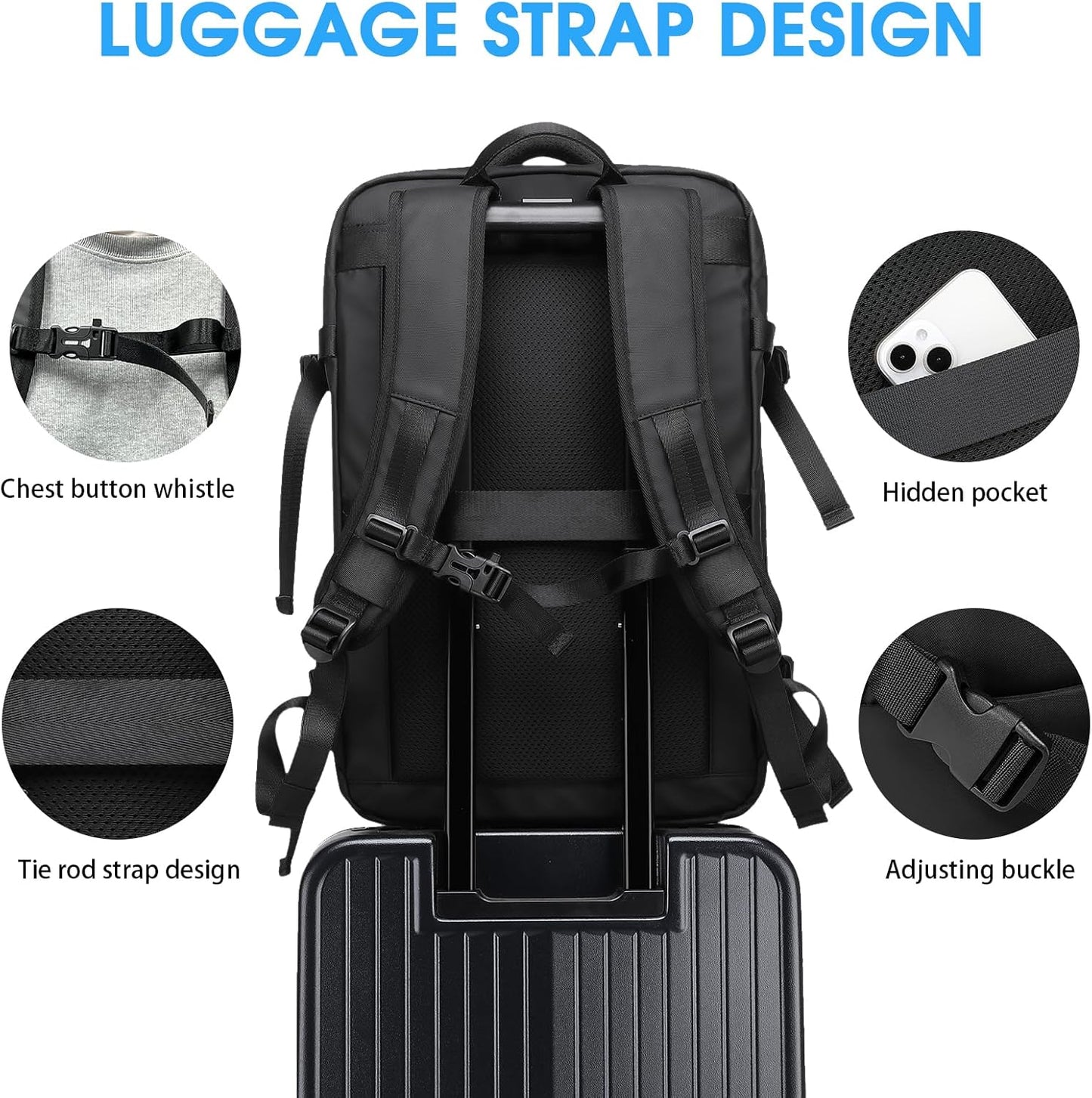 Travel Backpack for Women, 50L Extra Large Capacity Backpack with USB Charging Port, Expandable
