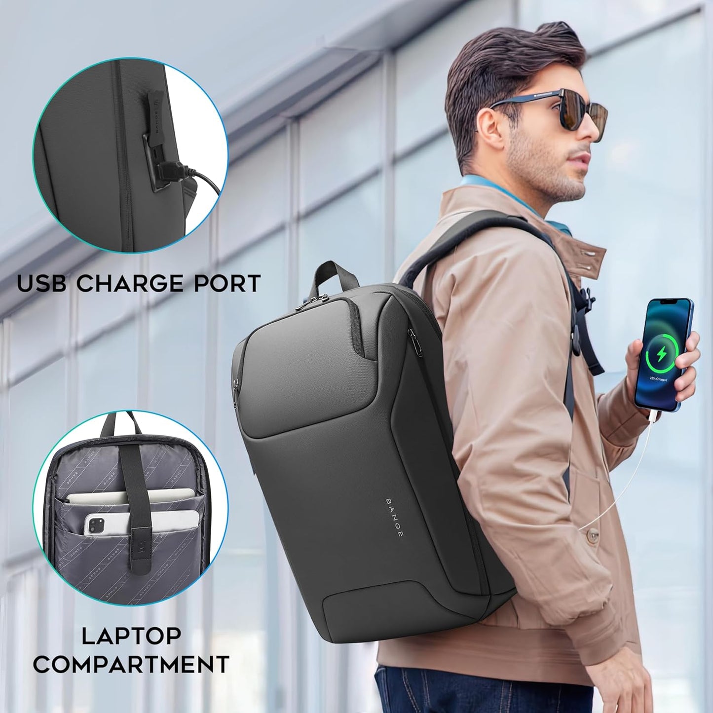Business Laptop Backpack for Men,Women,15.6 Inch Water Resistant Travel smart Laptop Backpack Carry On Backpack with USB Charging Port,Large Business Work Durable Computer Bag