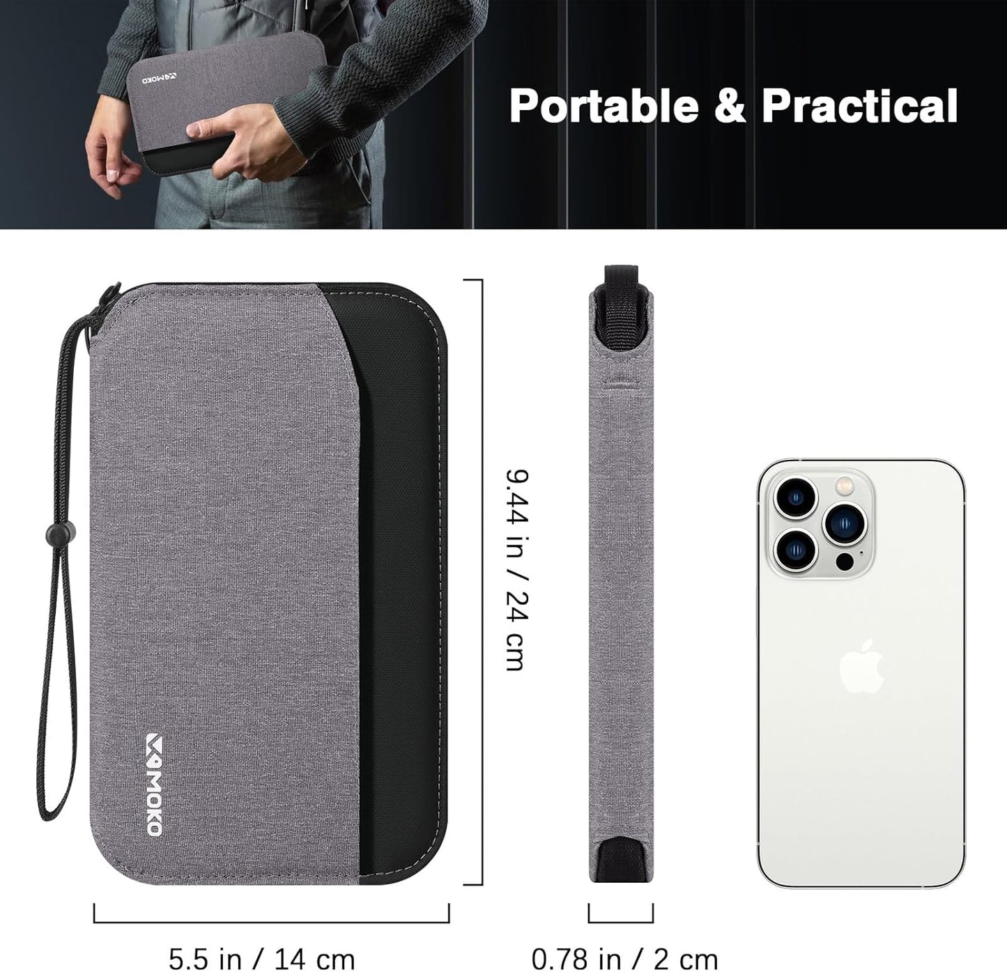 MoKo Family Passport Holder for 5, RFID Blocking Passport Wallet for Men Women, Travel Wallet
