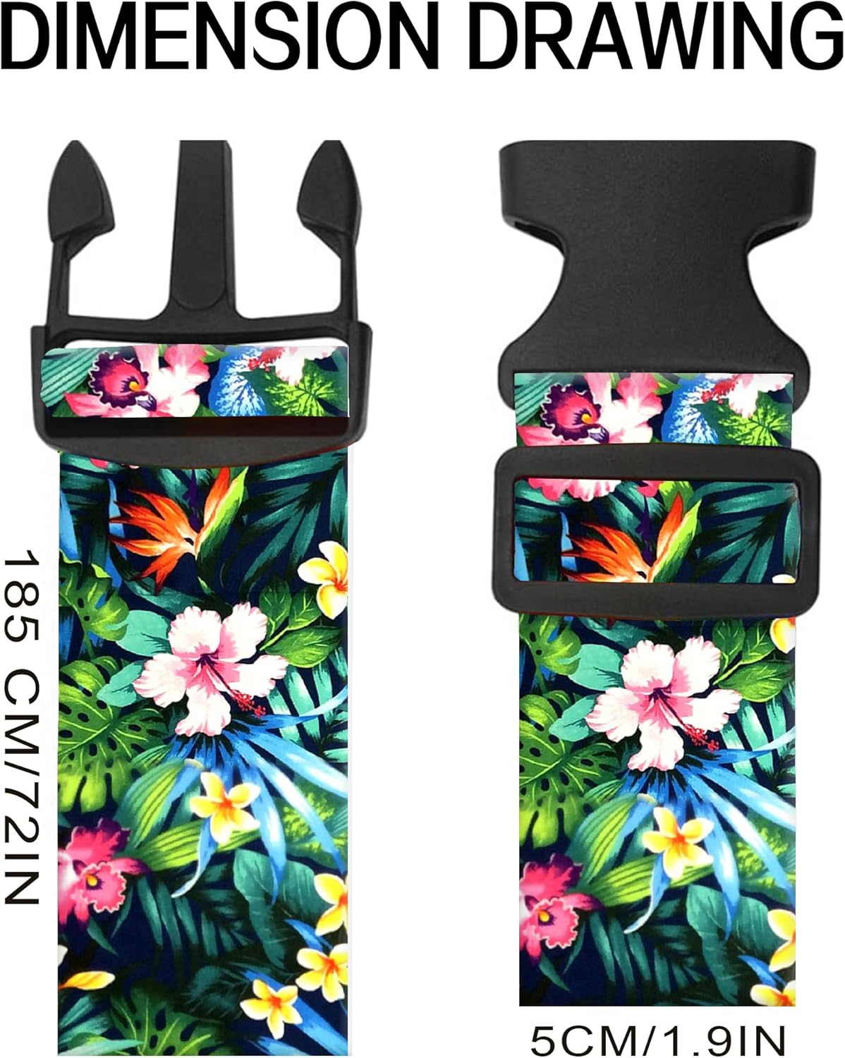 Luggage Straps for Suitcases, Adjustable Travel Belt, Durable Wide Luggage Strap, Cute Suitcase Strap Identifiers with Buckle, Bag Straps for Luggage, Colorful Leaf and Flowers