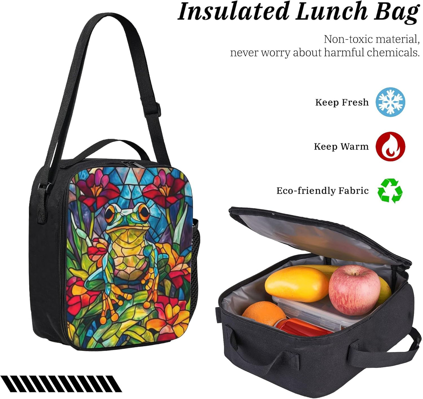 Frog Kid Backpack Set with Lunch Bag & Pencil Case Large Capacity School Bag 17 Inch Bookbag for Boy Girl