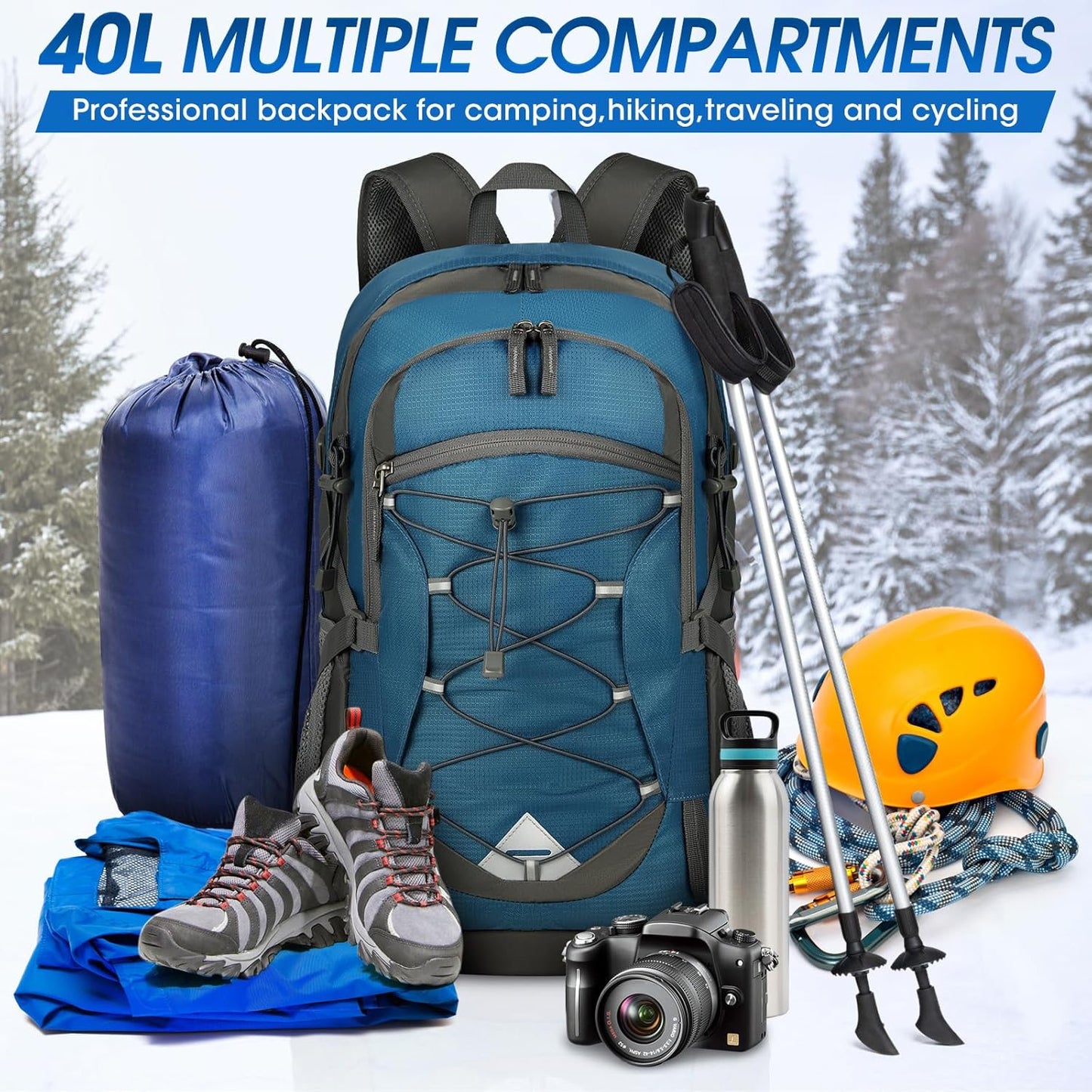 IGOLUMON Hiking Backpack 40L Packable Lightweight Camping Backpack Men Women Waterproof Hiking
