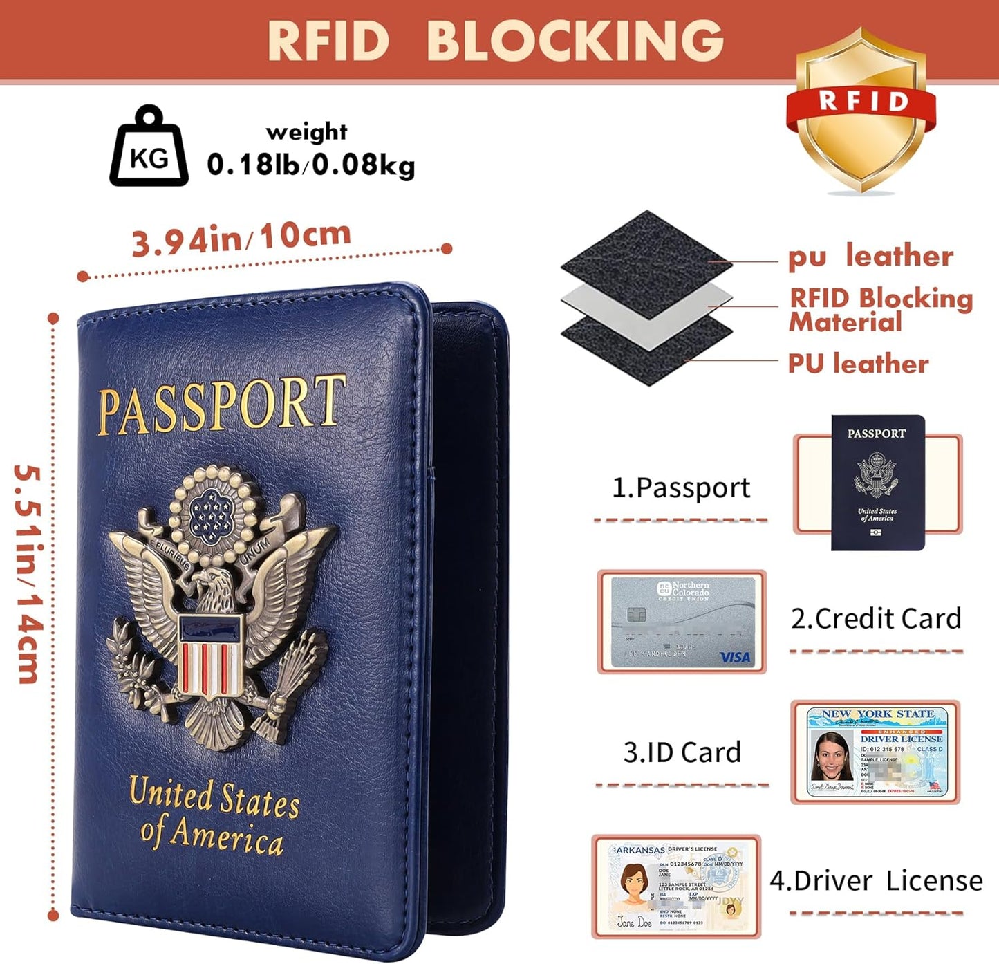 Passport Holder Cover Travel Wallet RFID Blocking Passport Wallets Family Passport Organization Personalized Wallet Case for Men and Women Travel Must Haves(Burgundy)