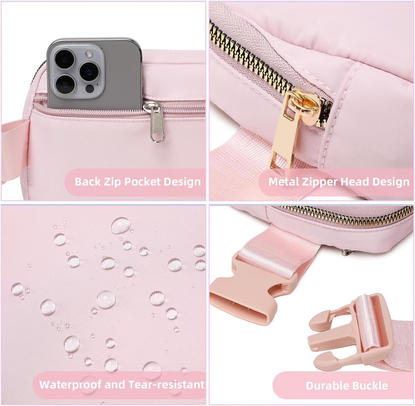 Belt Bag for Women, Cross Body Fanny Pack Fashion Waist Packs Everywhere Belt Bag with Adjustable Strap Gifts for Teen Girls Women Men (Pink)