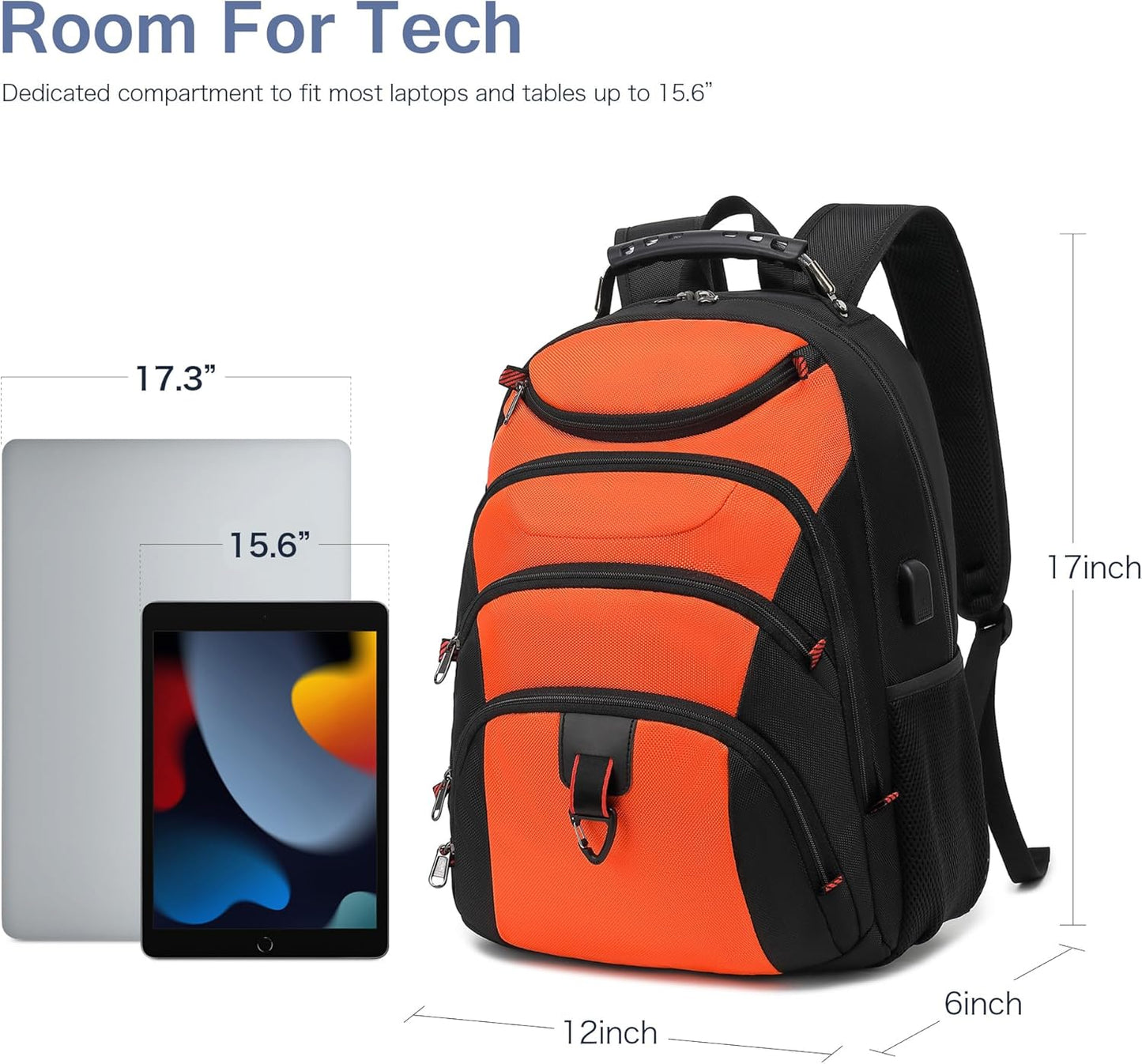 Boavan Laptop Backpack for men, 15.6 inch Laptop Bag with USB Port, Waterproof Travel Work Backpack