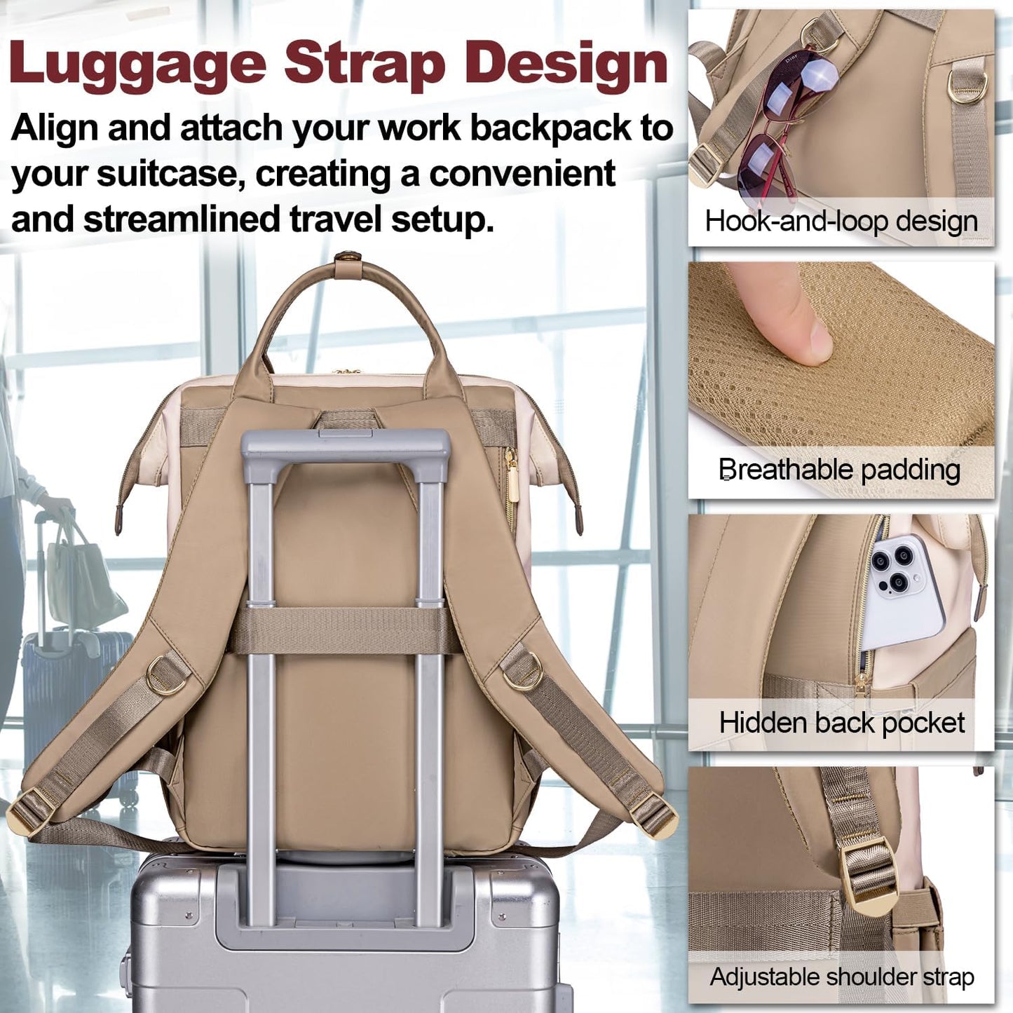 Lunch Backpack for Women, 15.6 inch Laptop Backpacks for Womens, Work Backpacks with