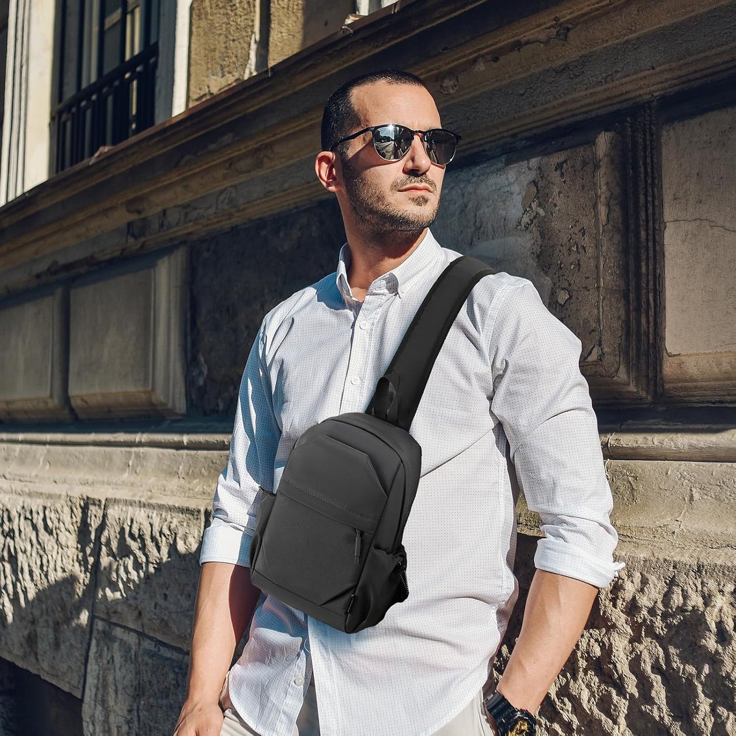 Crossbody Sling Bag Casual Shoulder Hiking Backpack with Convertible Shoulder Strap for Travel Hiking Shopping Leisure Sport