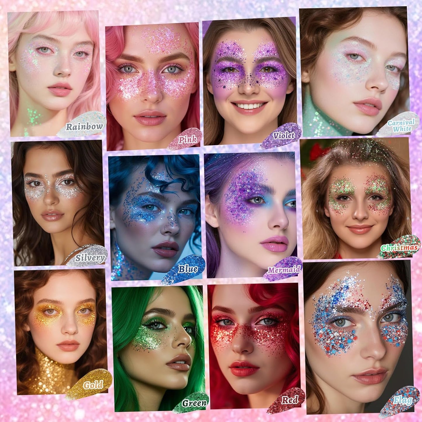 Mermaid Face and Body Glitter Stick for Sparkling Makeup, Hair Glitter Accessories for Women