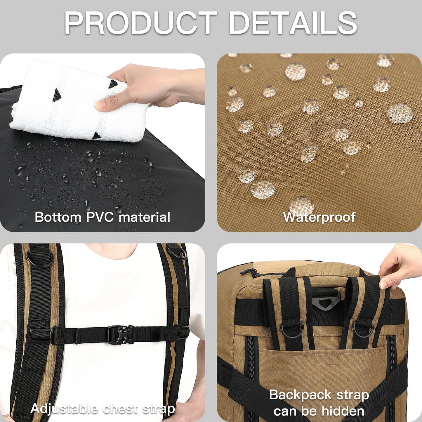TUGUAN Extra Large Travel Duffle Bag Backpack for Men with Adjustable Dividers 120L Big Weekend