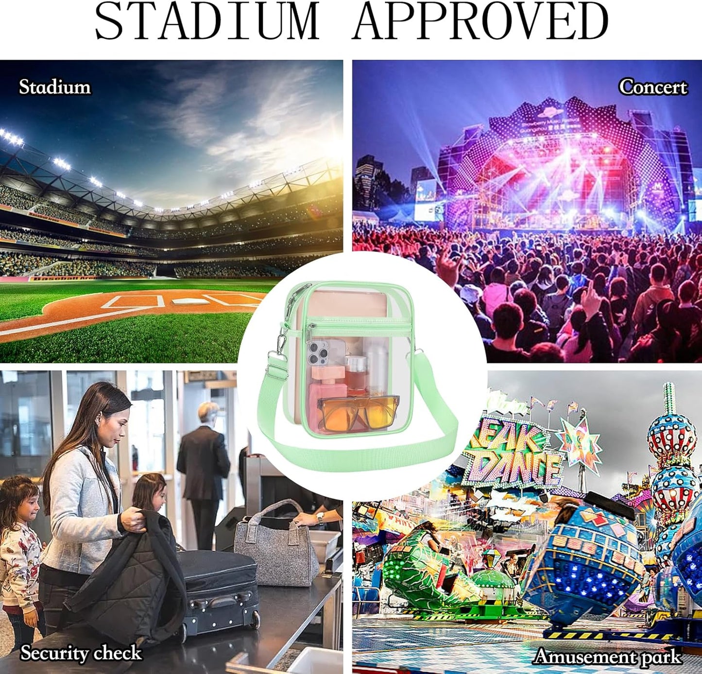 USPECLARE Clear Purse Stadium Transparent Messenger Bag Stadium Approved for Men and Women Clear CrossBody Bag