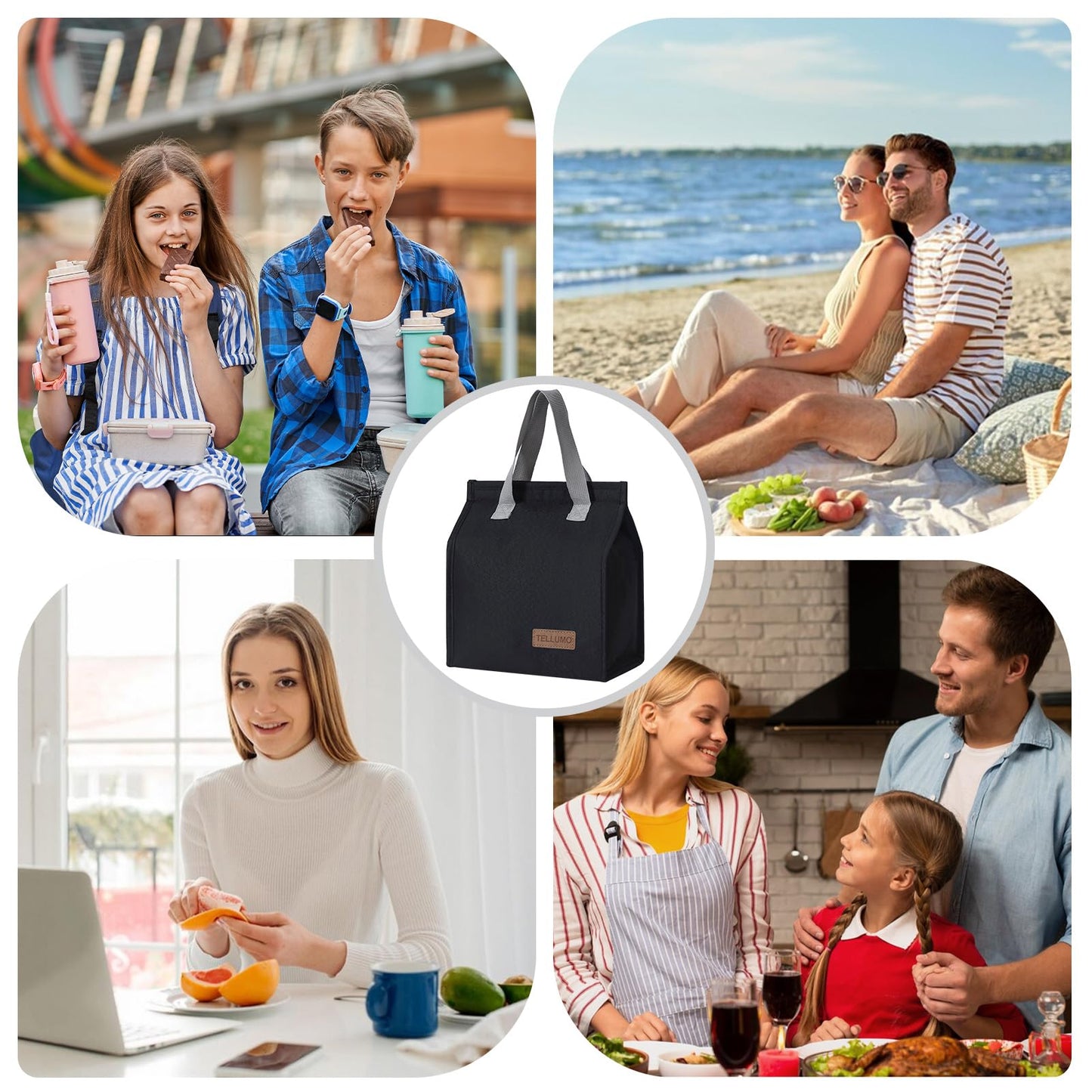 TELLUMO Insulated Lunch Bag for Men Women, Large Reusable Leakproof Lunch Box Container, Small